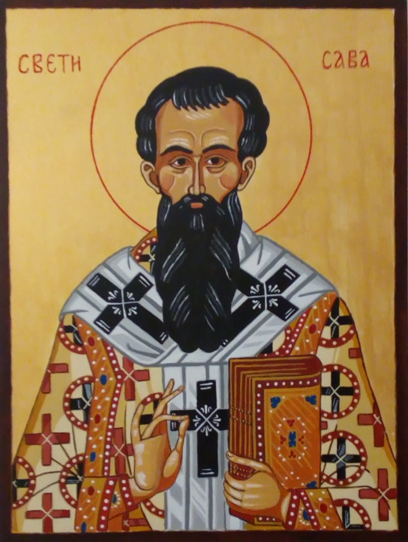 Handpainted orthodox religious icon Saint Sava of Serbia - HandmadeIconsGreece