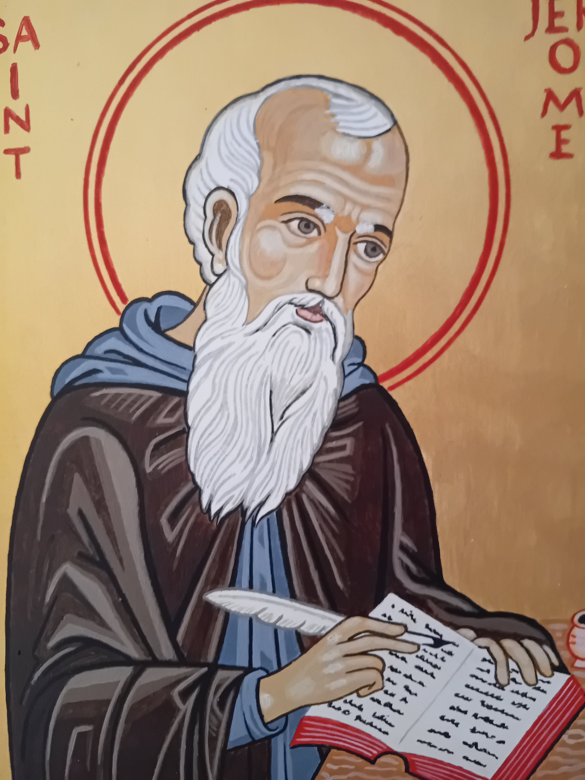 Handpainted orthodox religious icon Saint Jerome - Handmadeiconsgreece
