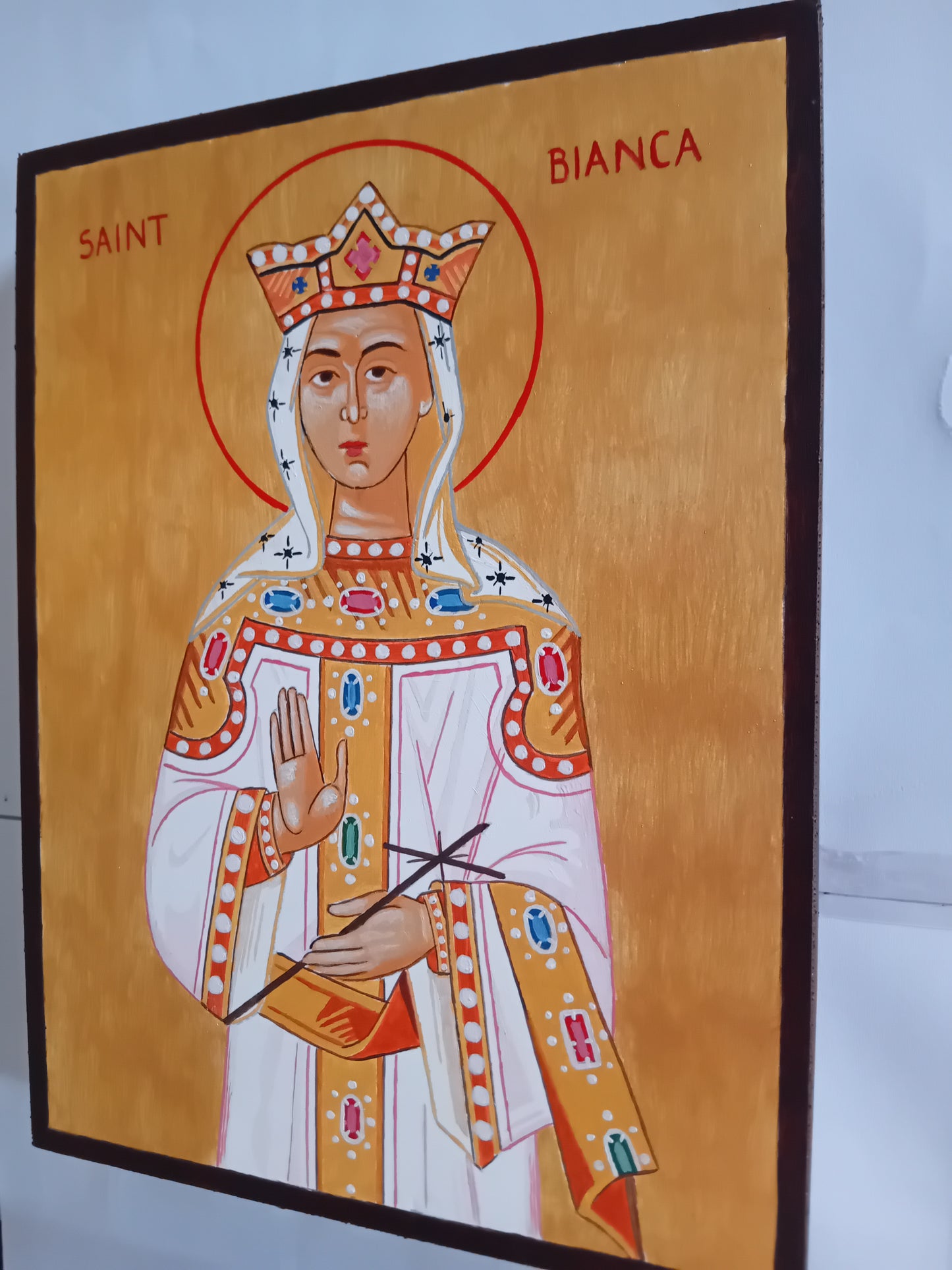 Handpainted catholic religious icon Saint Bianca - Handmadeiconsgreece