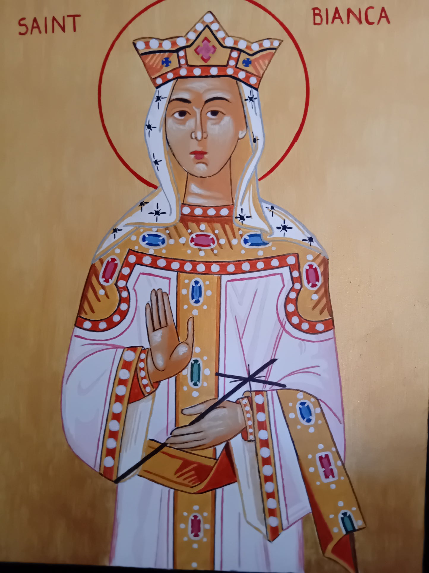Handpainted catholic religious icon Saint Bianca - Handmadeiconsgreece