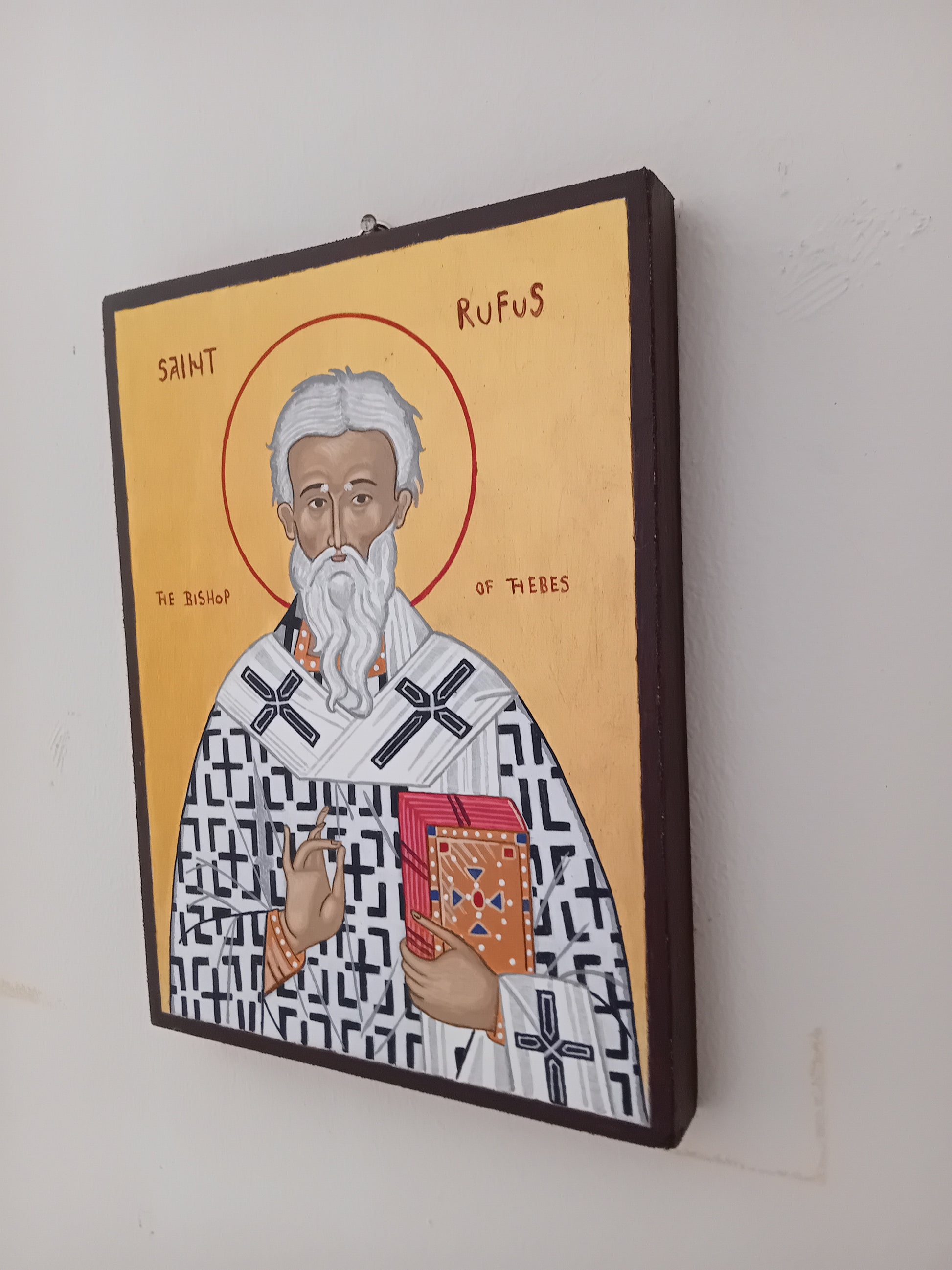 Handpainted orthodox religious icon Saint Rufus the Bishop of Thebes - Handmadeiconsgreece