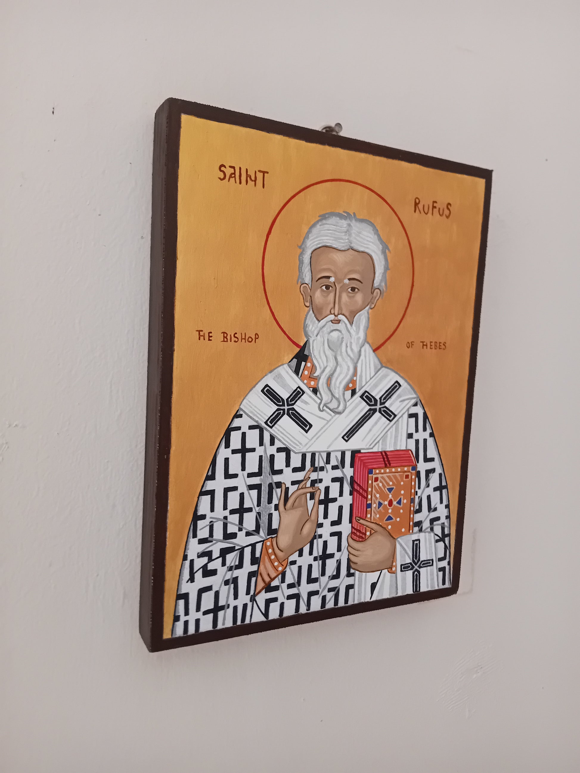 Handpainted orthodox religious icon Saint Rufus the Bishop of Thebes - Handmadeiconsgreece