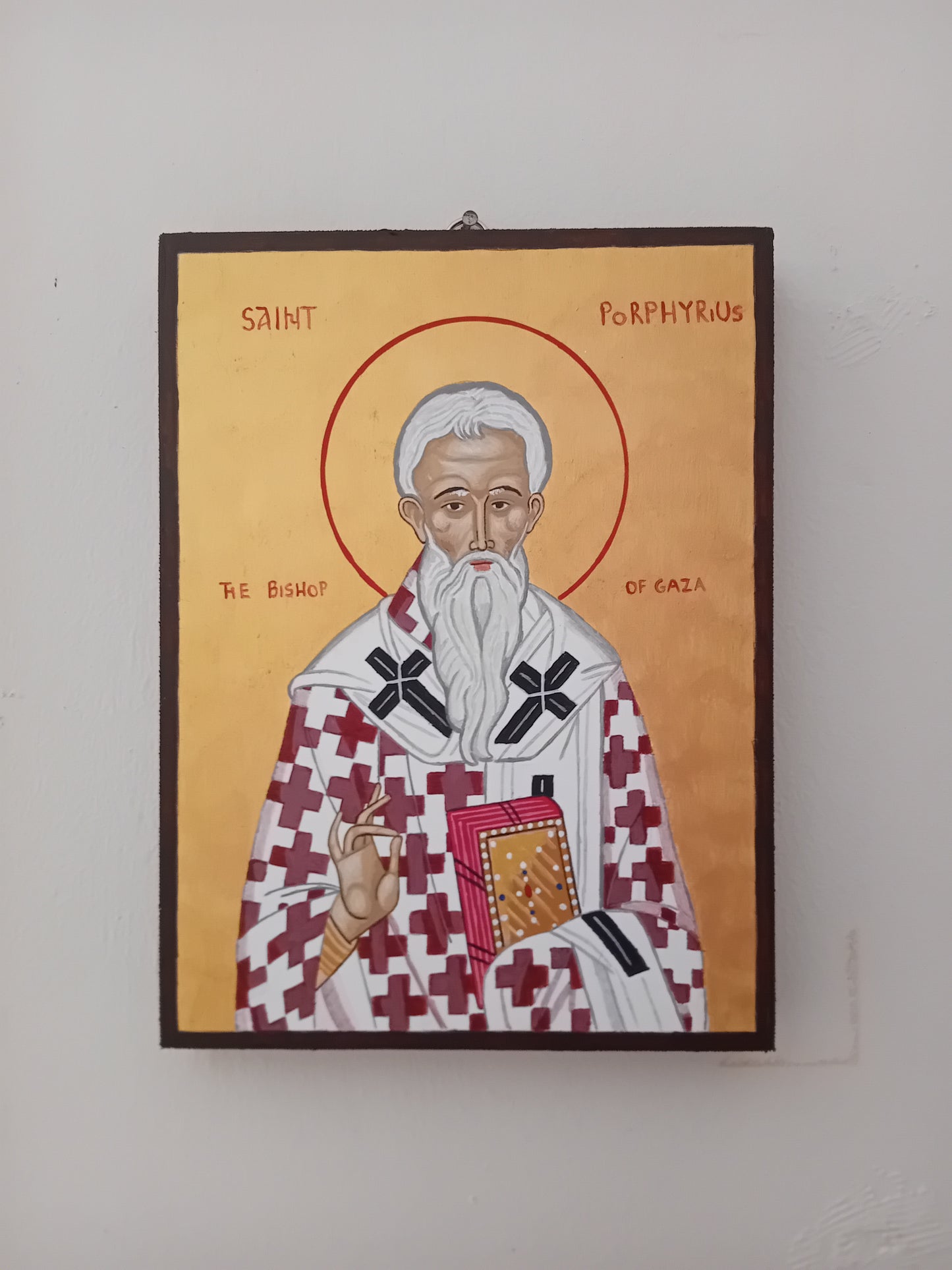 Handpanted orthodox religious icon Saint Porphyrius the Bishop of Gaza - Handmadeiconsgreece