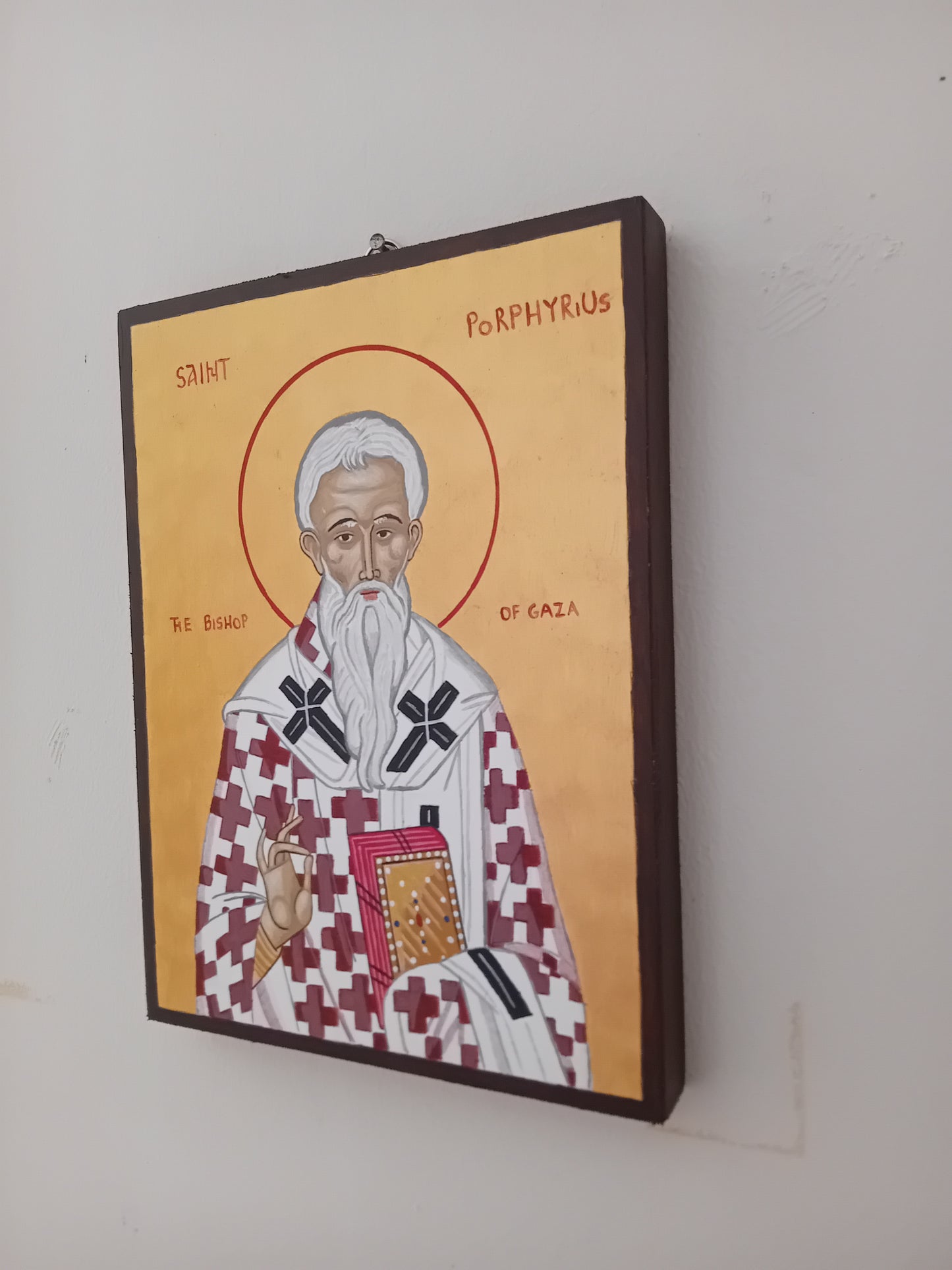 Handpanted orthodox religious icon Saint Porphyrius the Bishop of Gaza - Handmadeiconsgreece