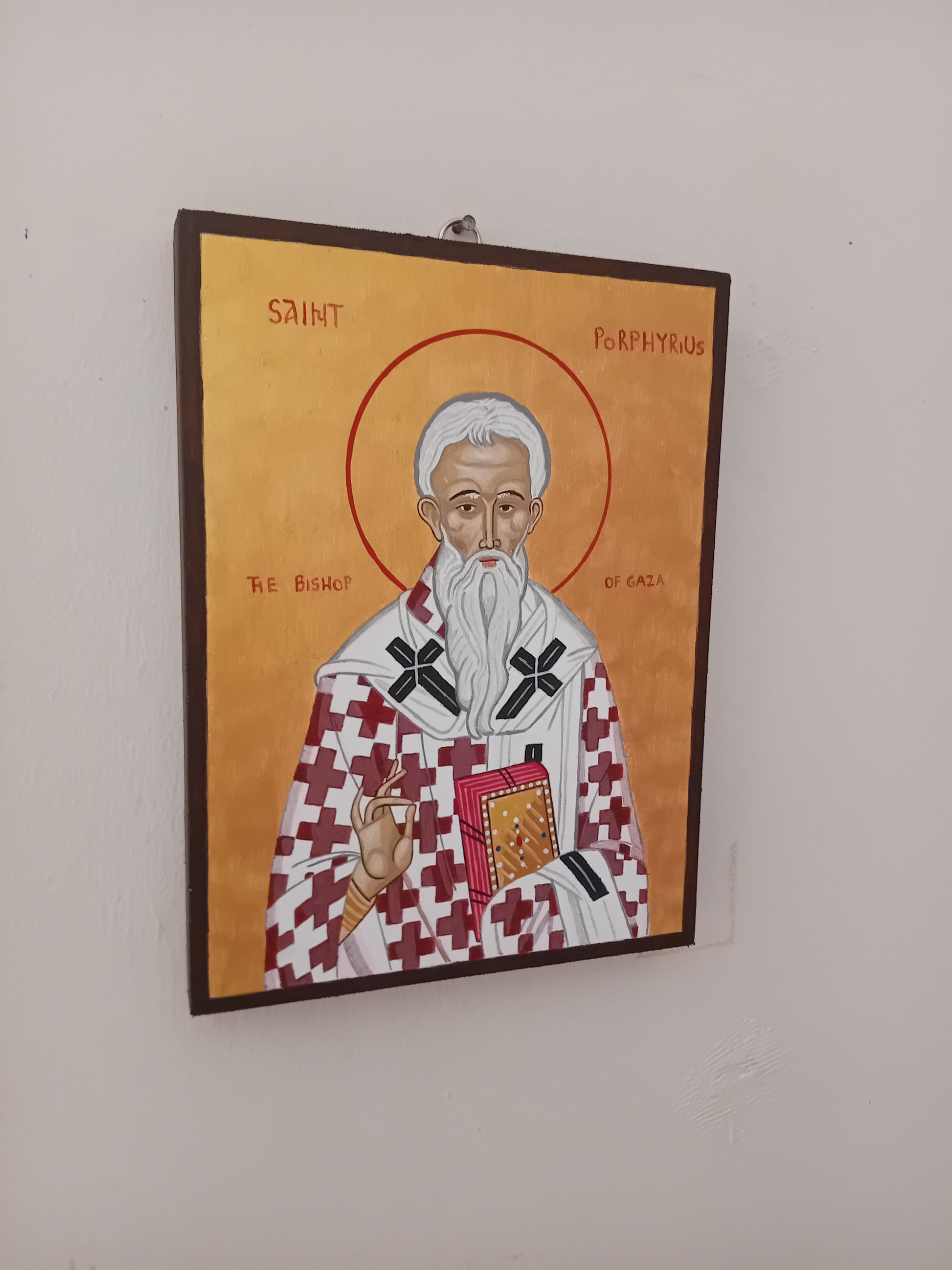 Handpanted orthodox religious icon Saint Porphyrius the Bishop of Gaza - Handmadeiconsgreece