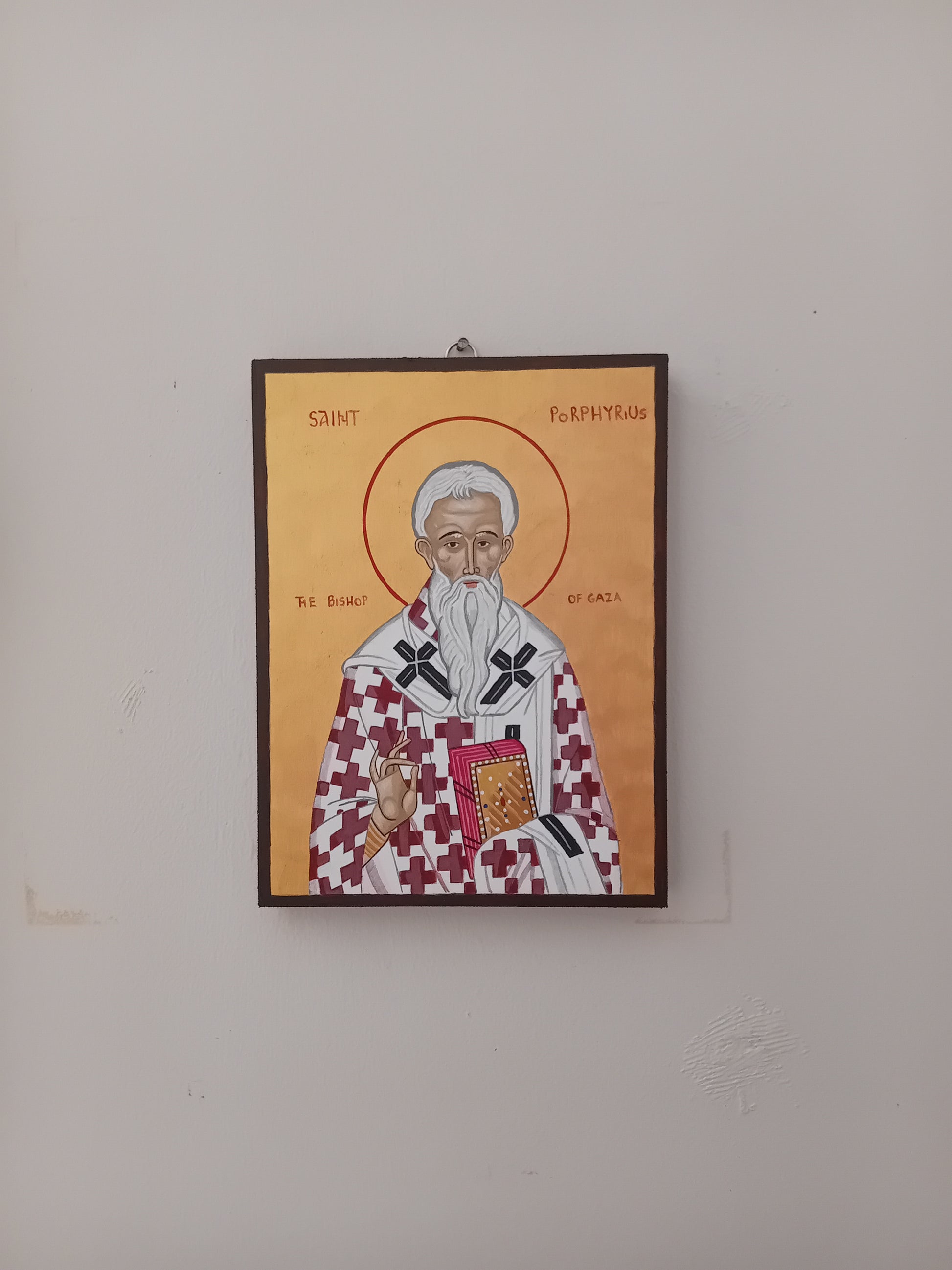 Handpanted orthodox religious icon Saint Porphyrius the Bishop of Gaza - Handmadeiconsgreece