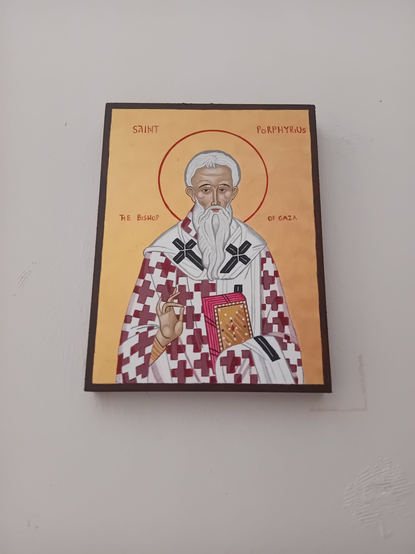 Handpanted orthodox religious icon Saint Porphyrius the Bishop of Gaza - Handmadeiconsgreece