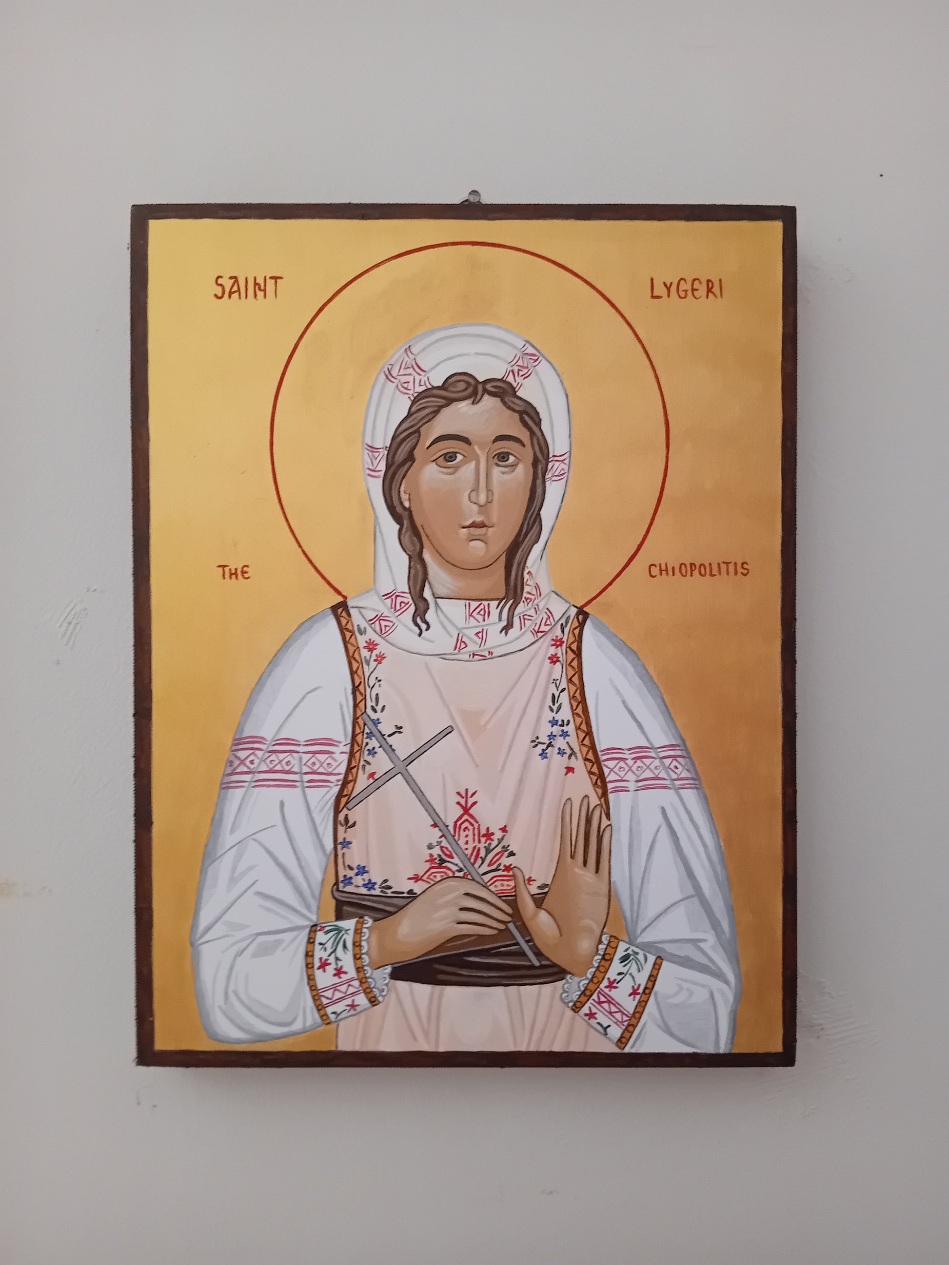 Handpainted orthodox religious icon Saint Lygeri the Chiopolitis - Handmadeiconsgreece