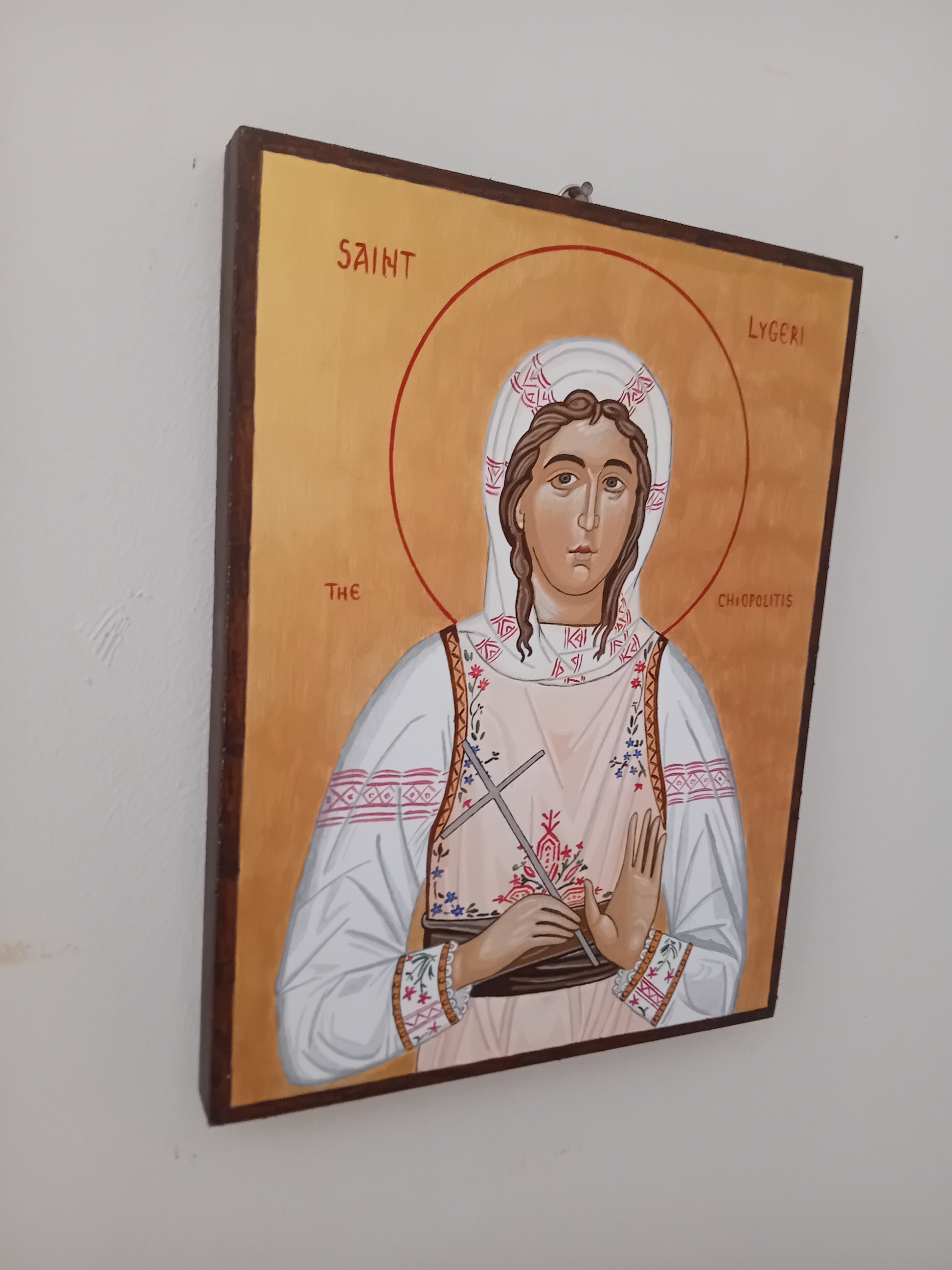 Handpainted orthodox religious icon Saint Lygeri the Chiopolitis - Handmadeiconsgreece