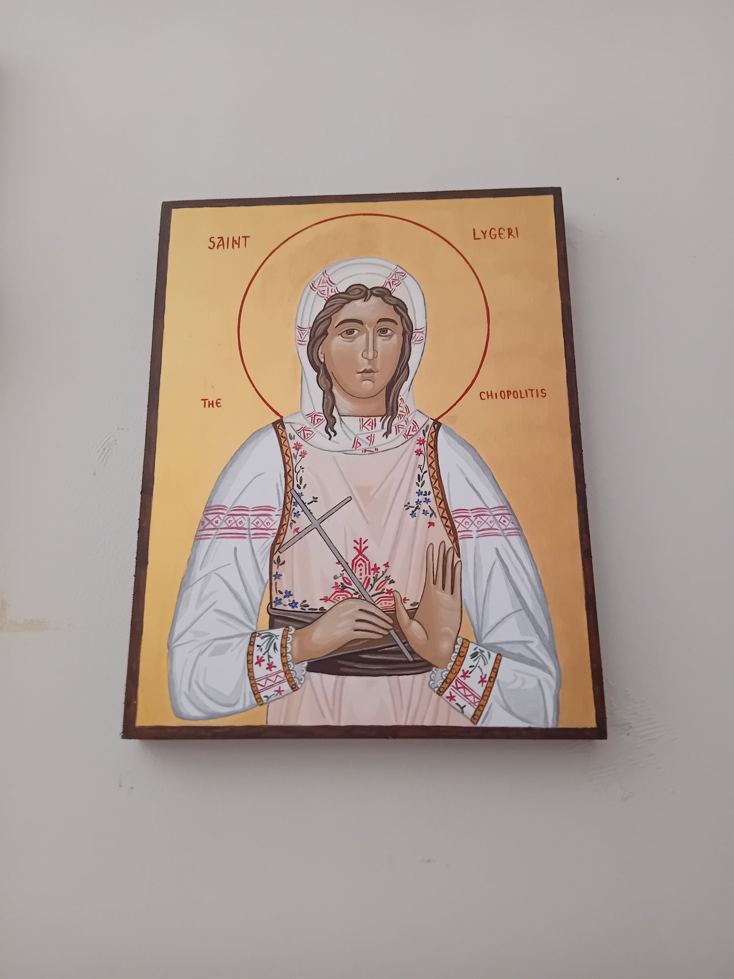 Handpainted orthodox religious icon Saint Lygeri the Chiopolitis - Handmadeiconsgreece