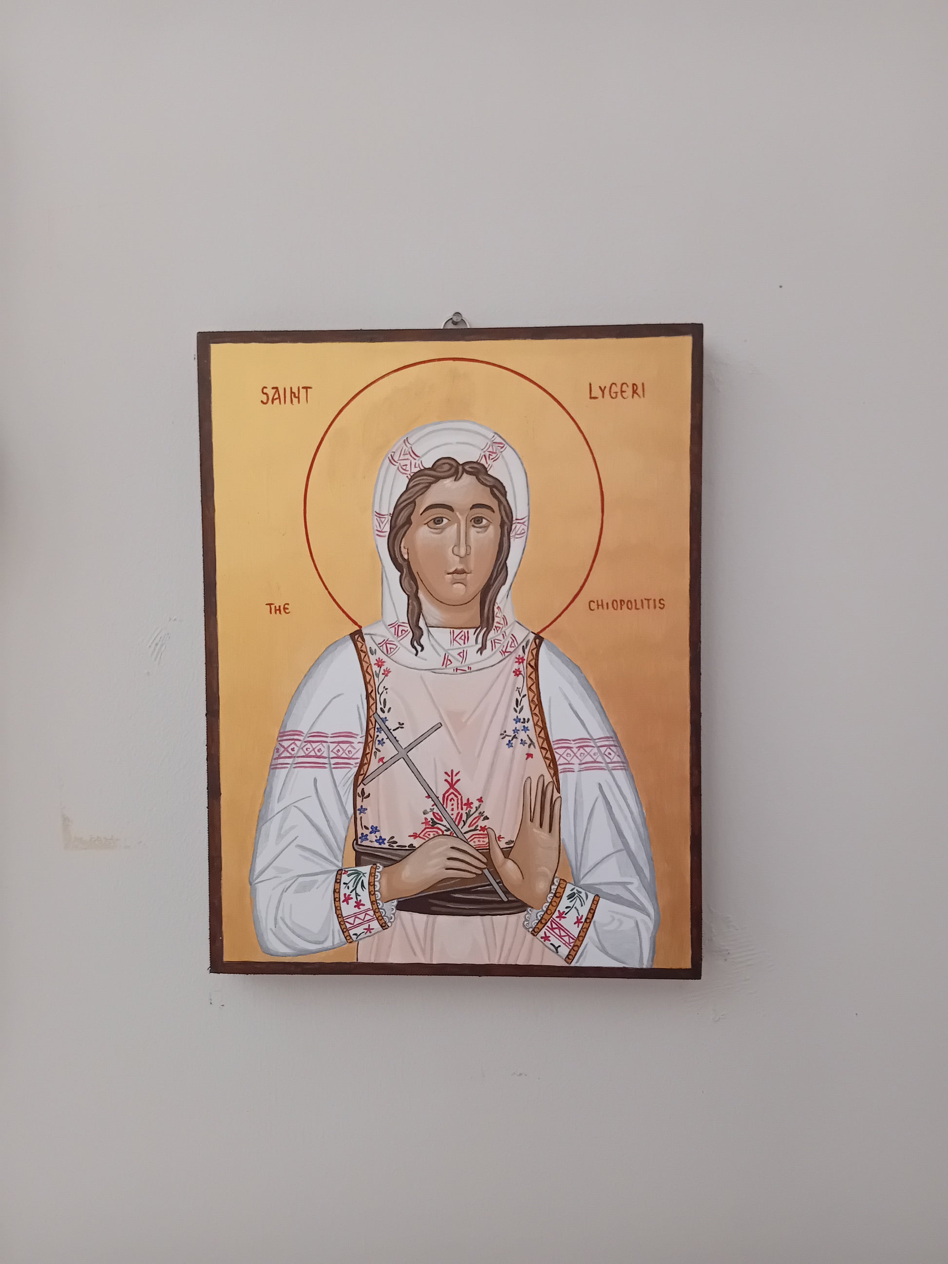 Handpainted orthodox religious icon Saint Lygeri the Chiopolitis - Handmadeiconsgreece