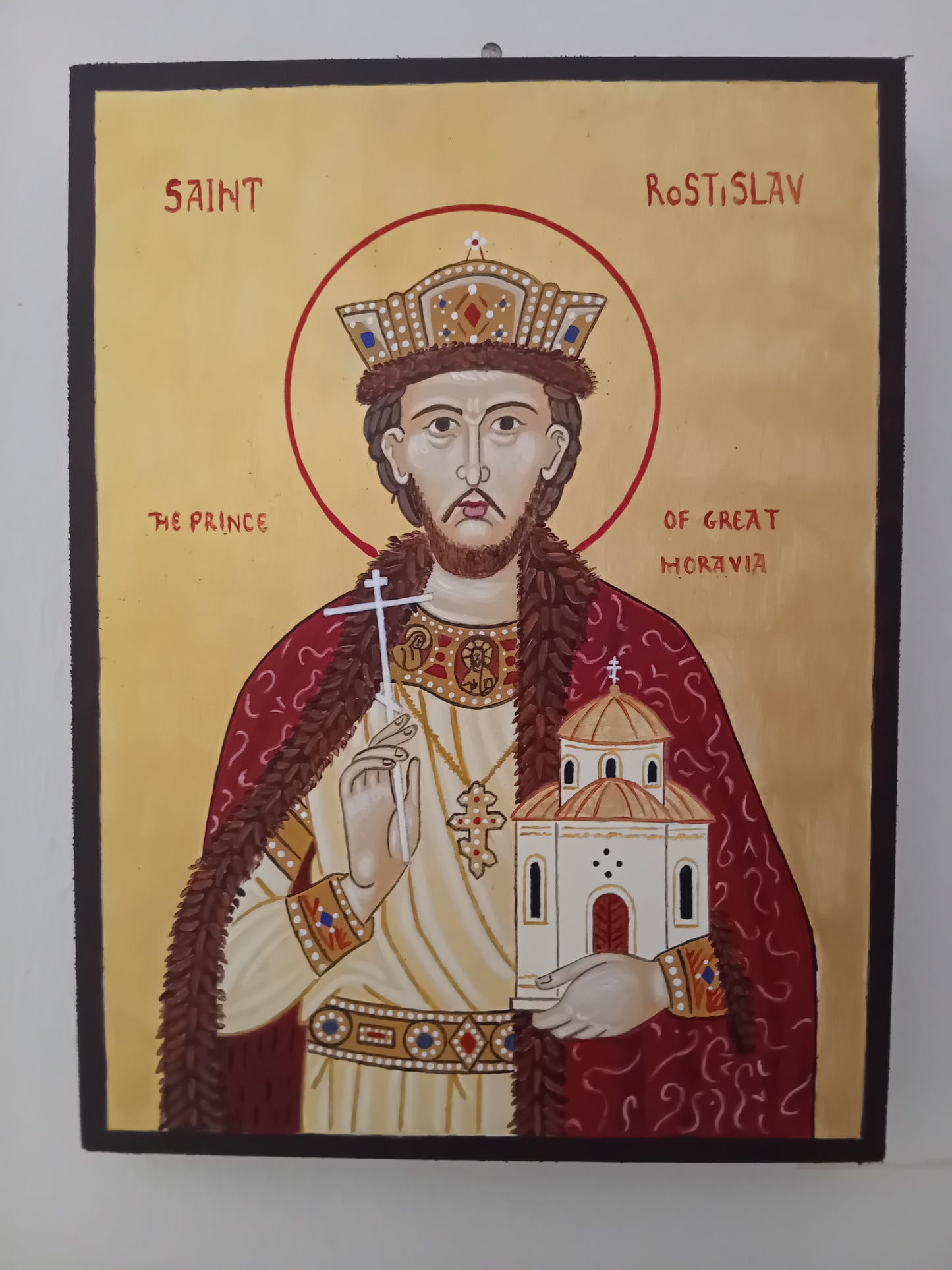 Handpainted orthodox religious icon Saint Rostislav the Prince of Great Moravia - Handmadeiconsgreece