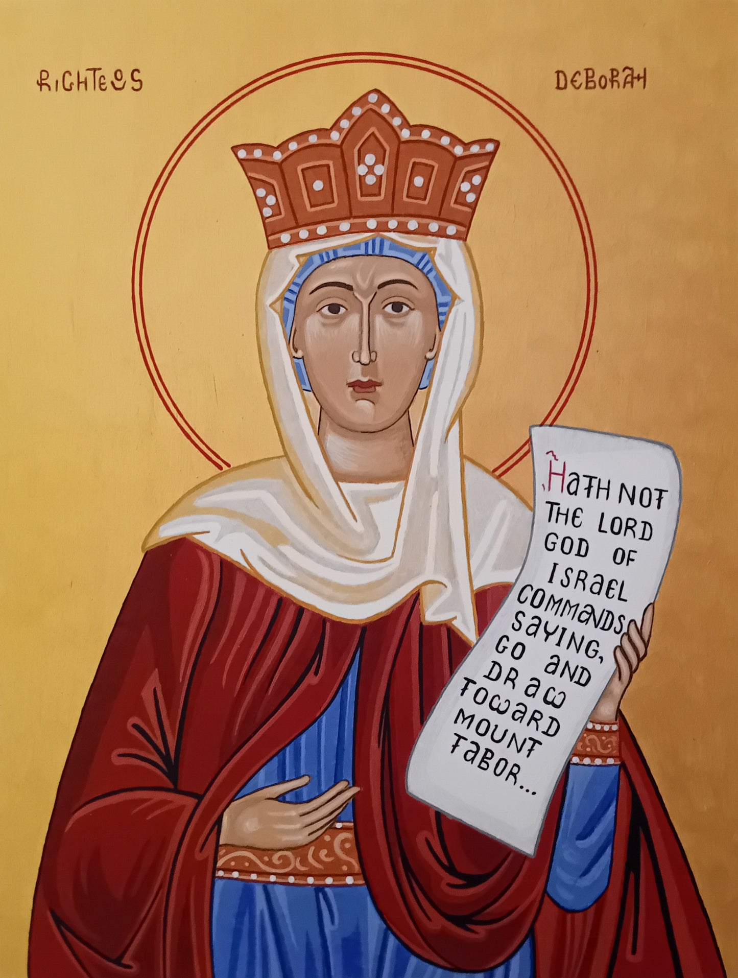 Handpainted orthodox religious icon Saint Deborah the Prophetess - Handmadeiconsgreece