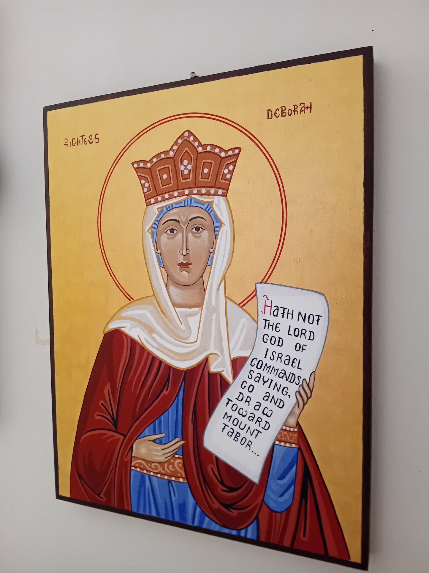 Handpainted orthodox religious icon Saint Deborah the Prophetess - Handmadeiconsgreece