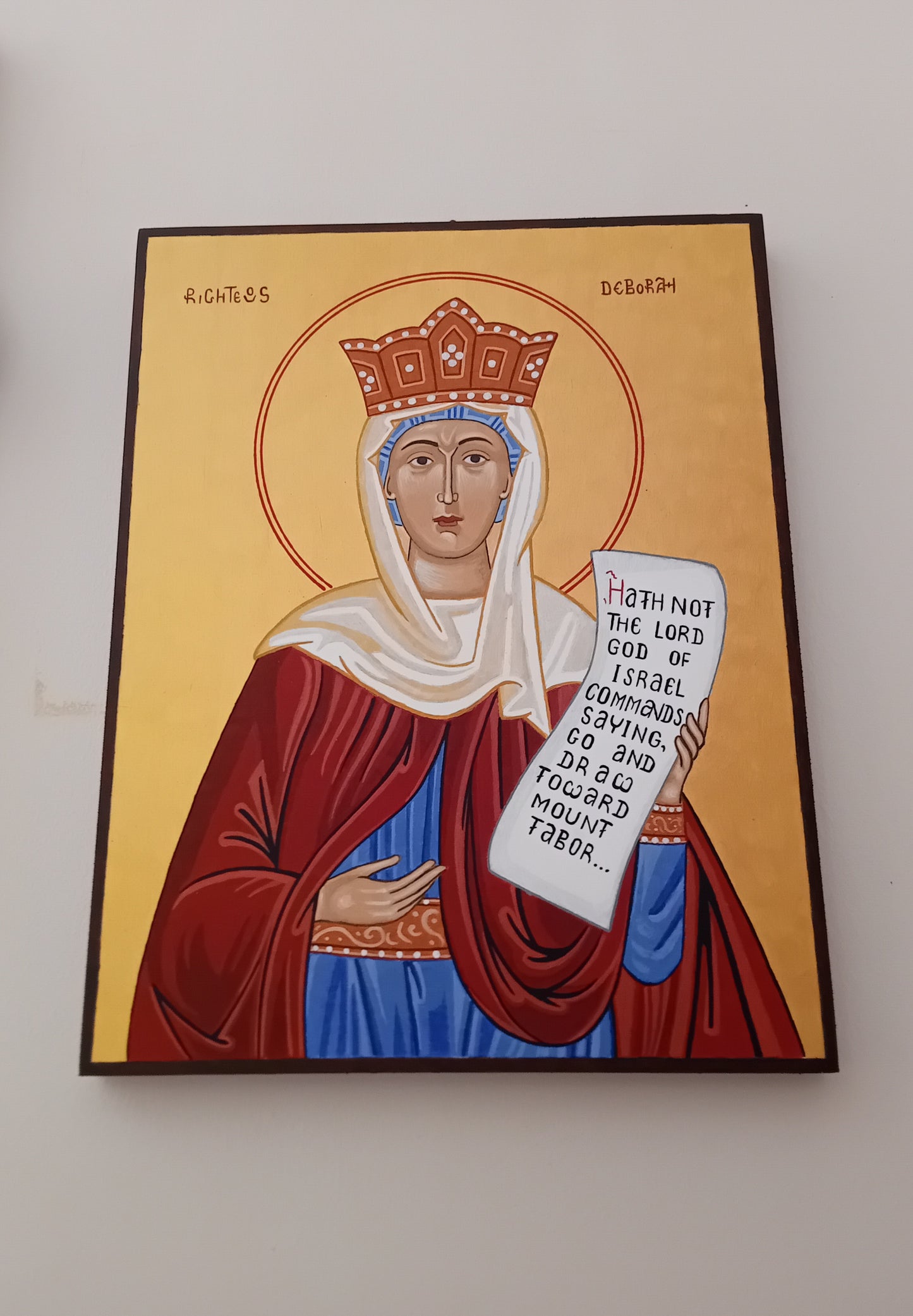 Handpainted orthodox religious icon Saint Deborah the Prophetess - Handmadeiconsgreece