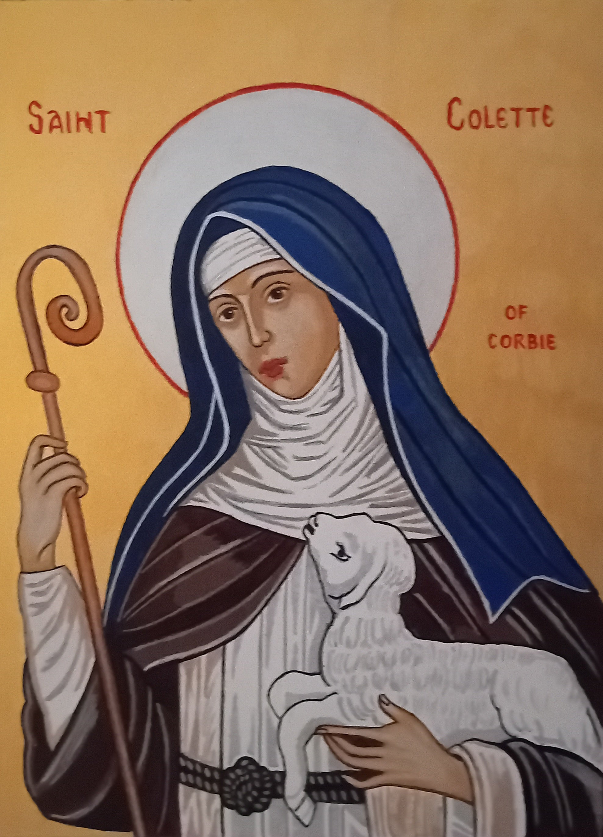 Handpainted Catholic icon Saint Colette of Corbie – HandmadeIconsGreece