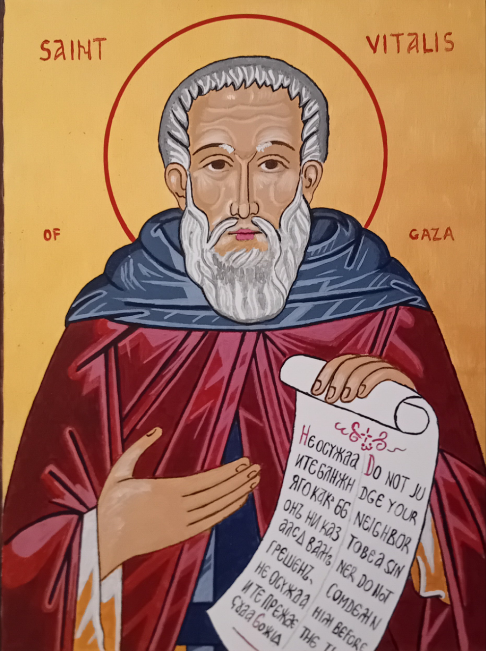 Handpainted orthodox religious icon Saint Vitalis of Gaza - Handmadeiconsgreece