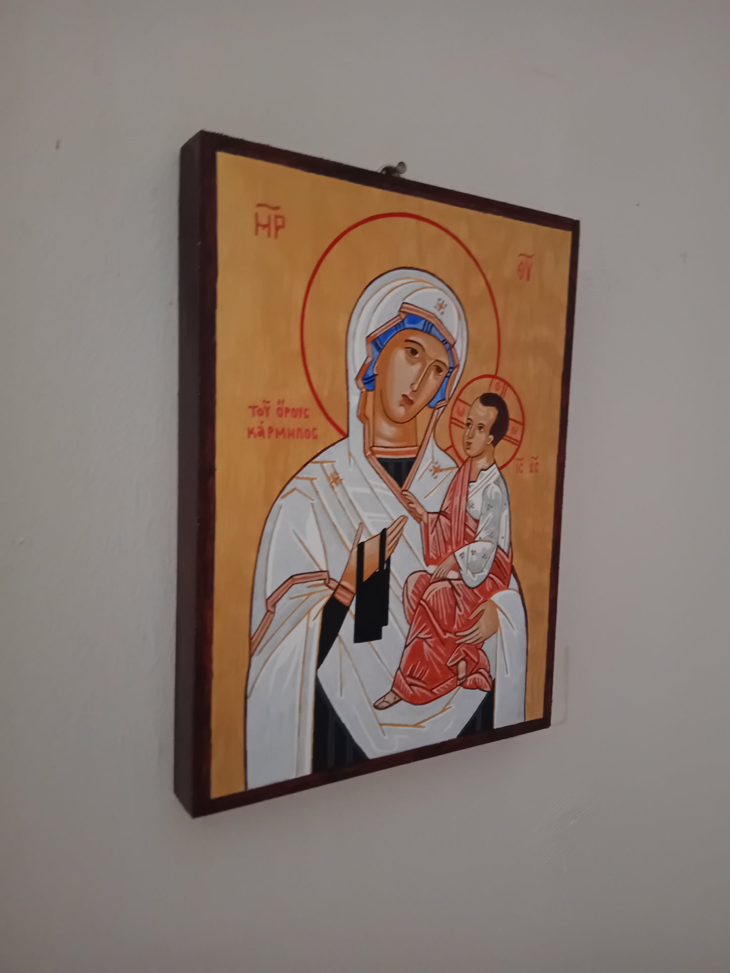 Handpainted catholic religious icon Our Lady of Mount Carmel- Handmadeiconsgreece