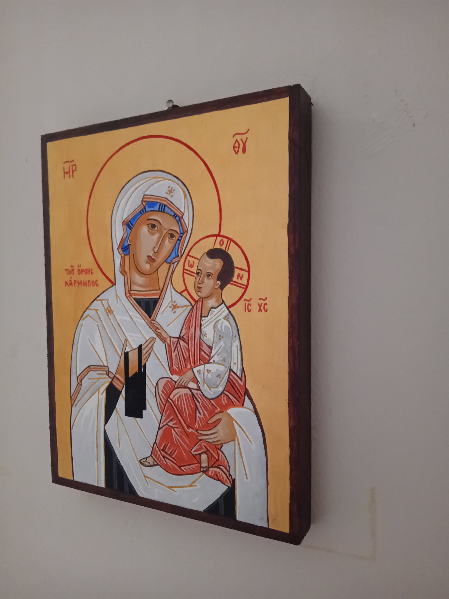 Handpainted catholic religious icon Our Lady of Mount Carmel- Handmadeiconsgreece