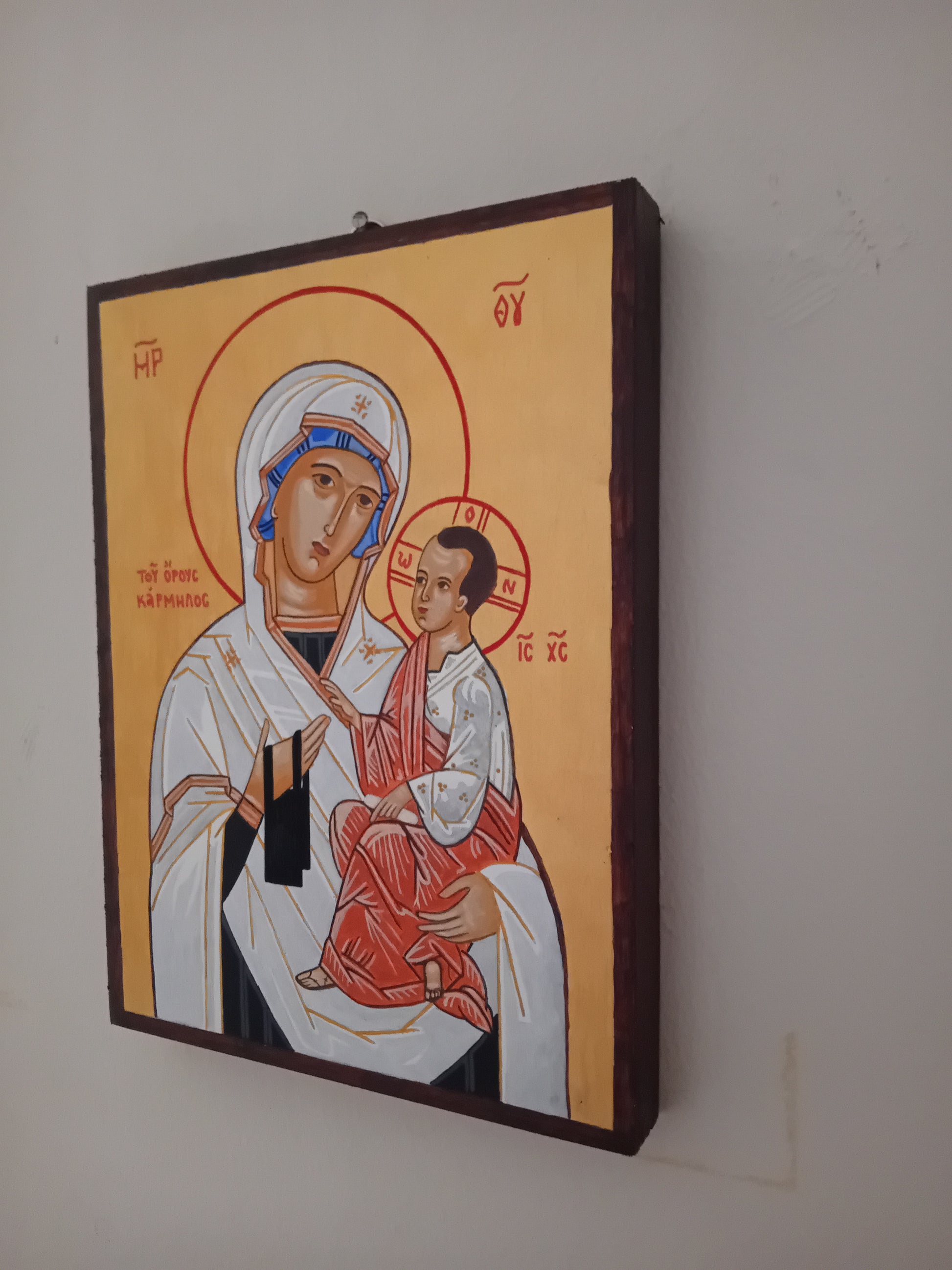 Handpainted catholic religious icon Our Lady of Mount Carmel- Handmadeiconsgreece