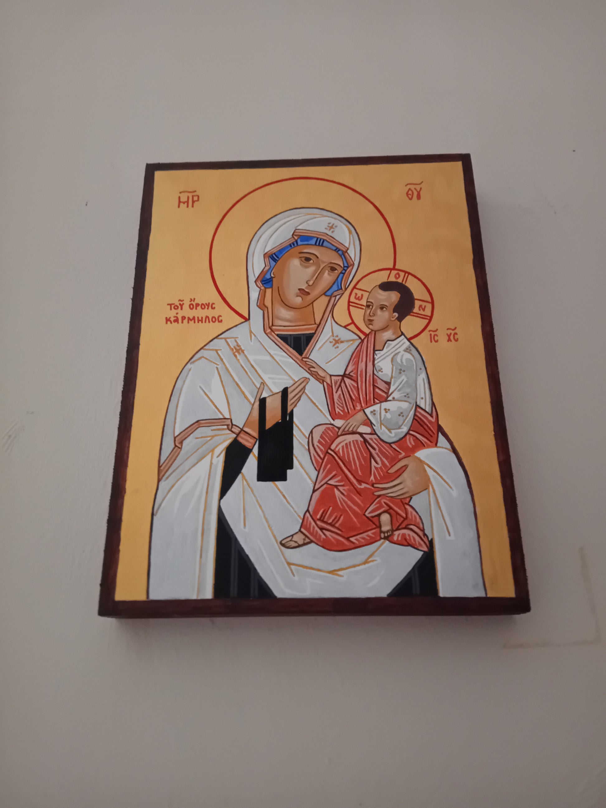 Handpainted catholic religious icon Our Lady of Mount Carmel- Handmadeiconsgreece