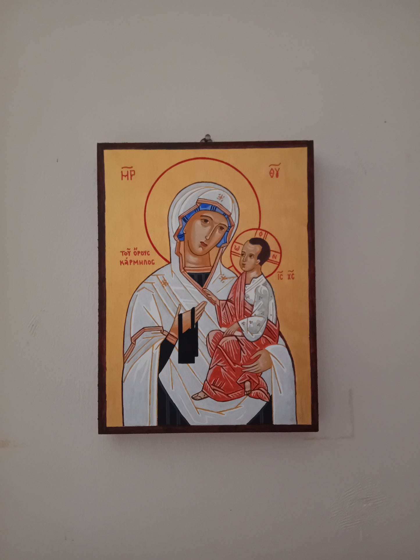 Handpainted catholic religious icon Our Lady of Mount Carmel- Handmadeiconsgreece
