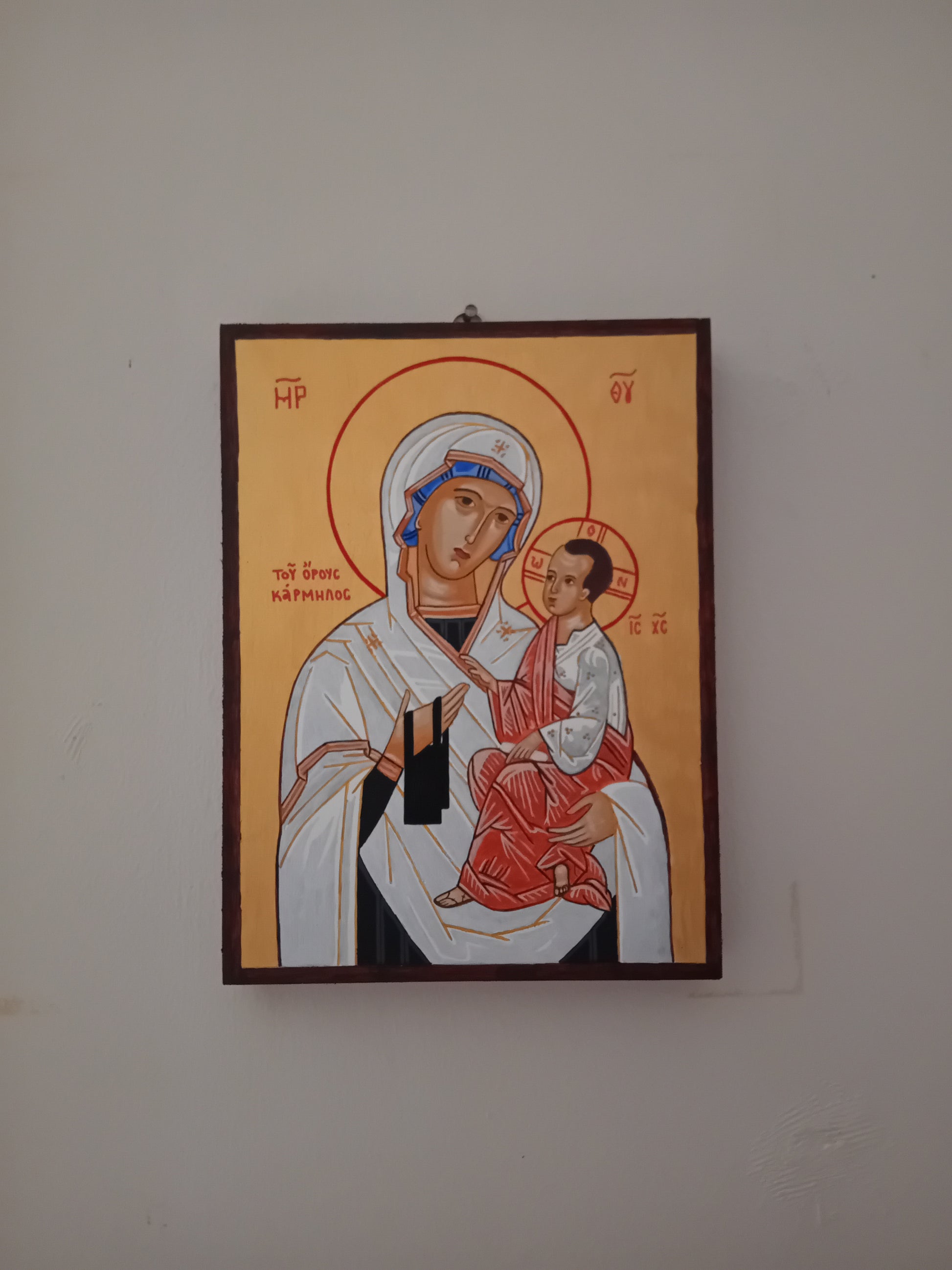 Handpainted catholic religious icon Our Lady of Mount Carmel- Handmadeiconsgreece