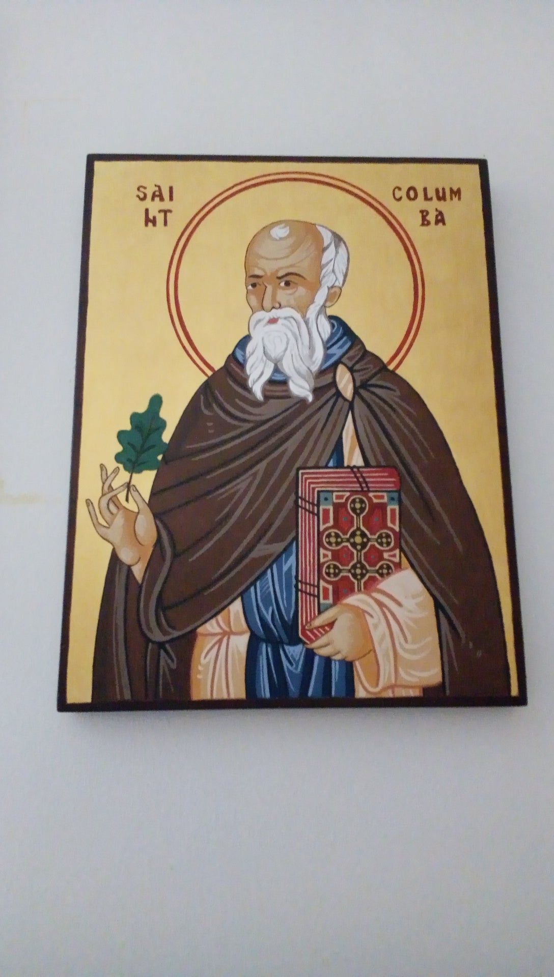 Handpainted catholic religious icon Saint Columba of Iona - Handmadeiconsgreece
