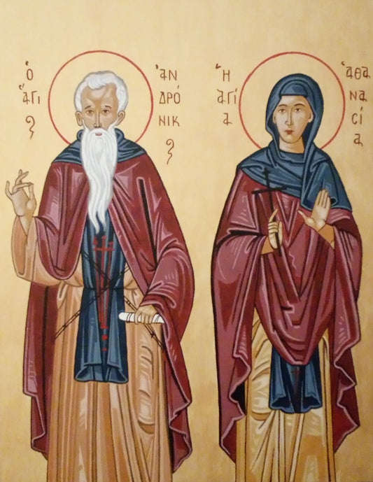 Handpainted orthodox religious icon Saints Andronicus and Athanasia - Handmadeiconsgreece