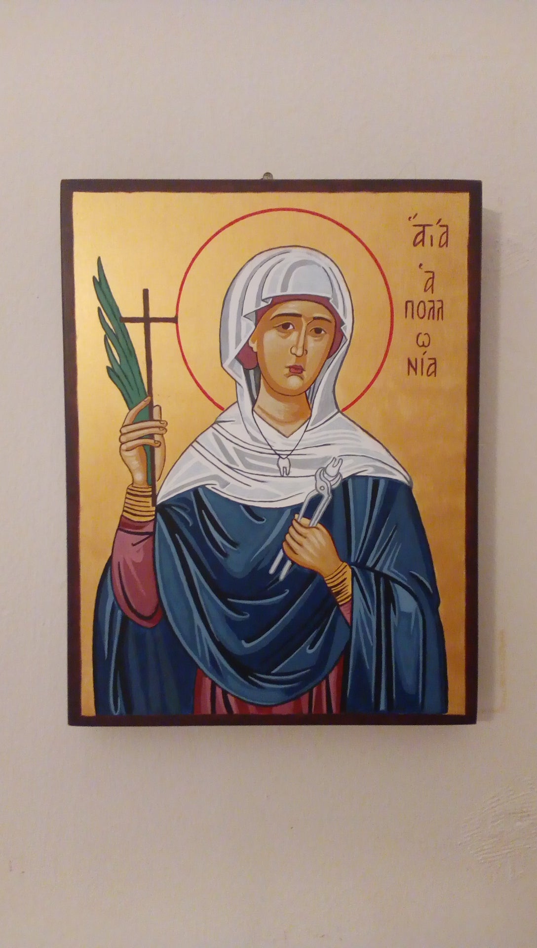 Handpainted orthodox religious icon Saint Apollonia - Handmadeiconsgreece