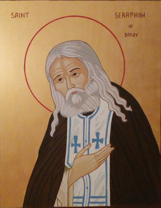 Handpainted russian orthodox religious icon Saint Seraphim of Sarov - Handmadeiconsgreece