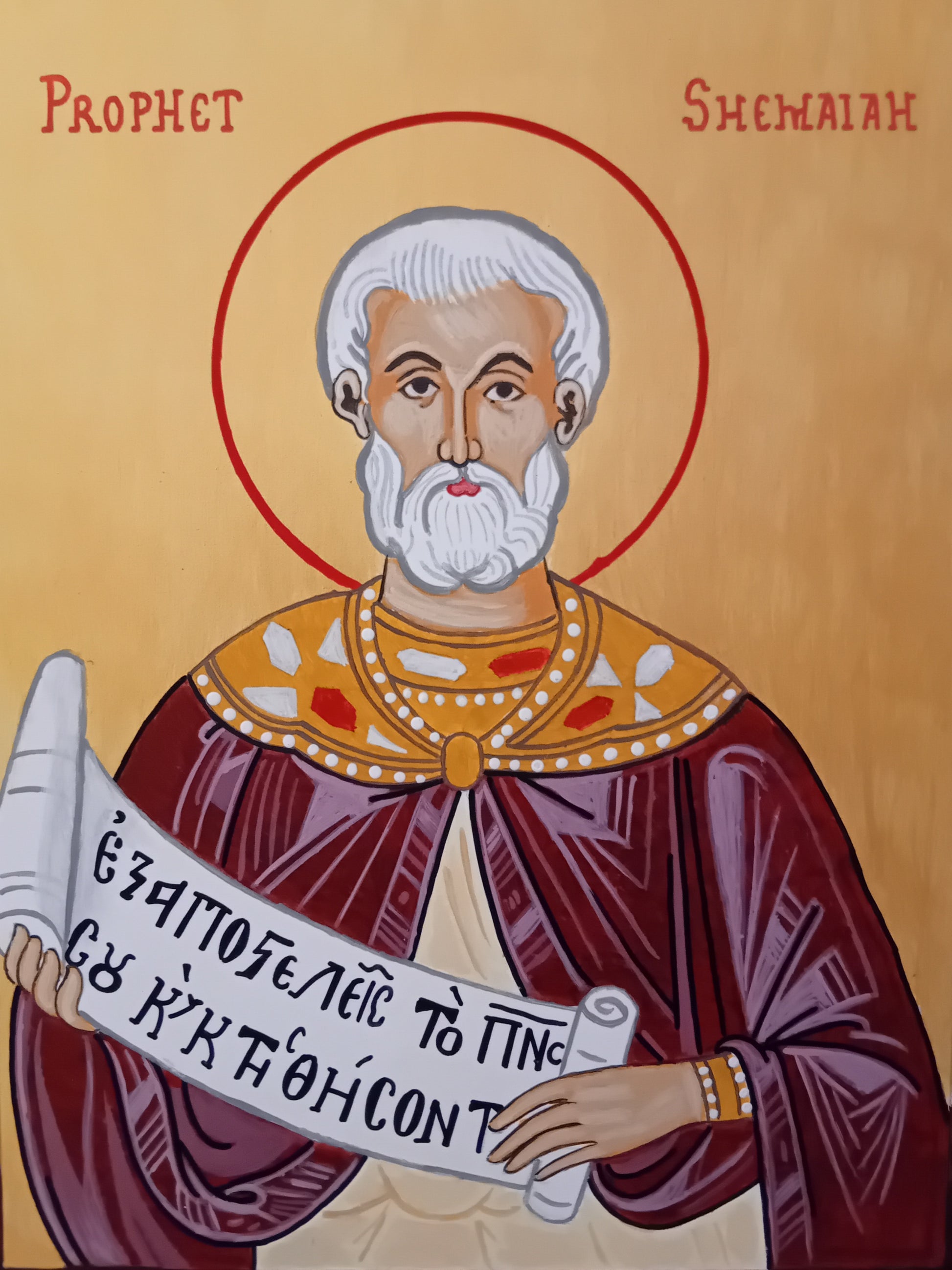 Handpainted orthodox religious icon of Prophet Shemaiah - Handmadeiconsgreece 