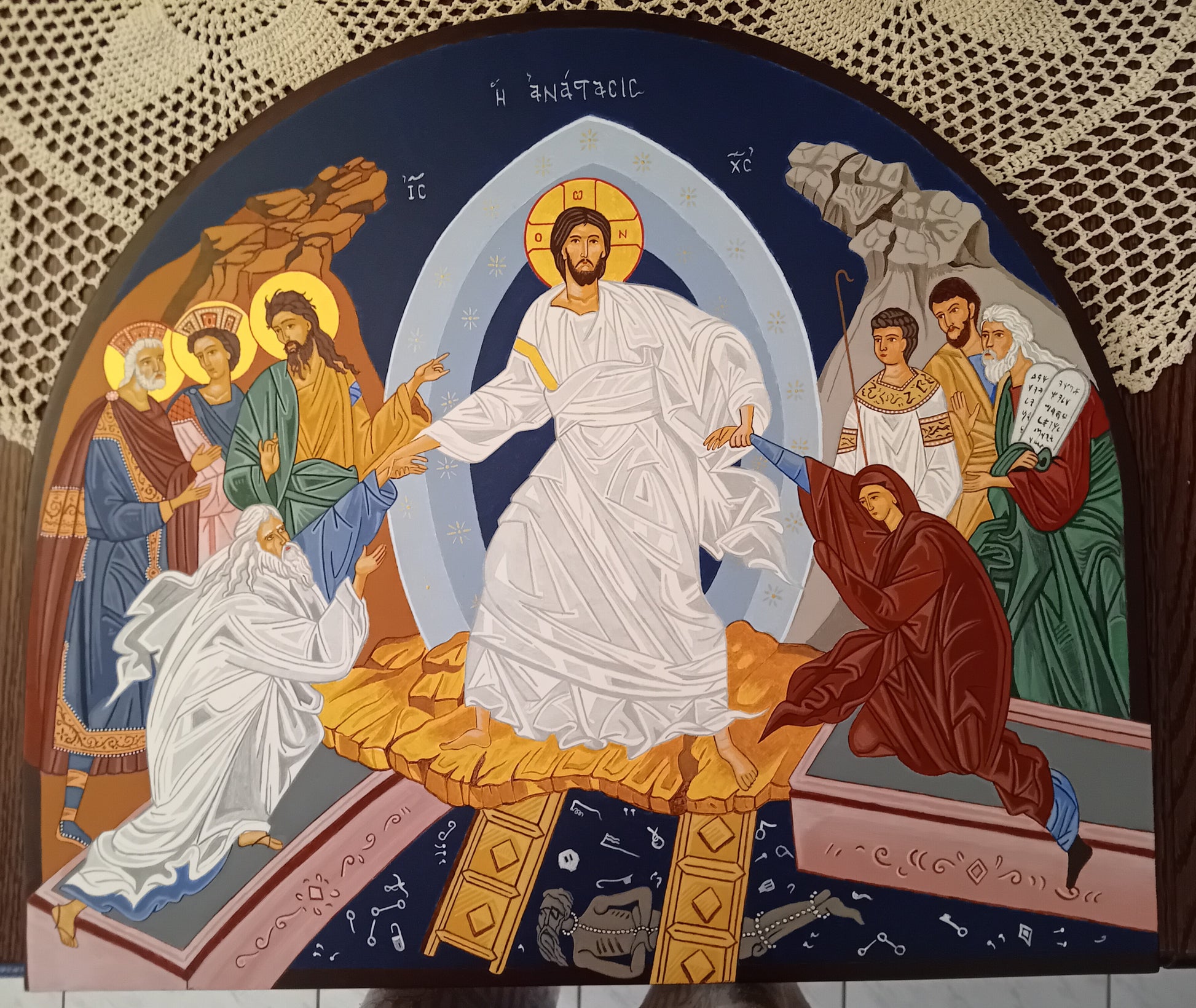 Handpainted orthodox religious icon of Resurrection of Jesus Christ - Handmadeiconsgreece 