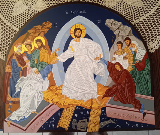 Handpainted orthodox religious icon of Resurrection of Jesus Christ - Handmadeiconsgreece 