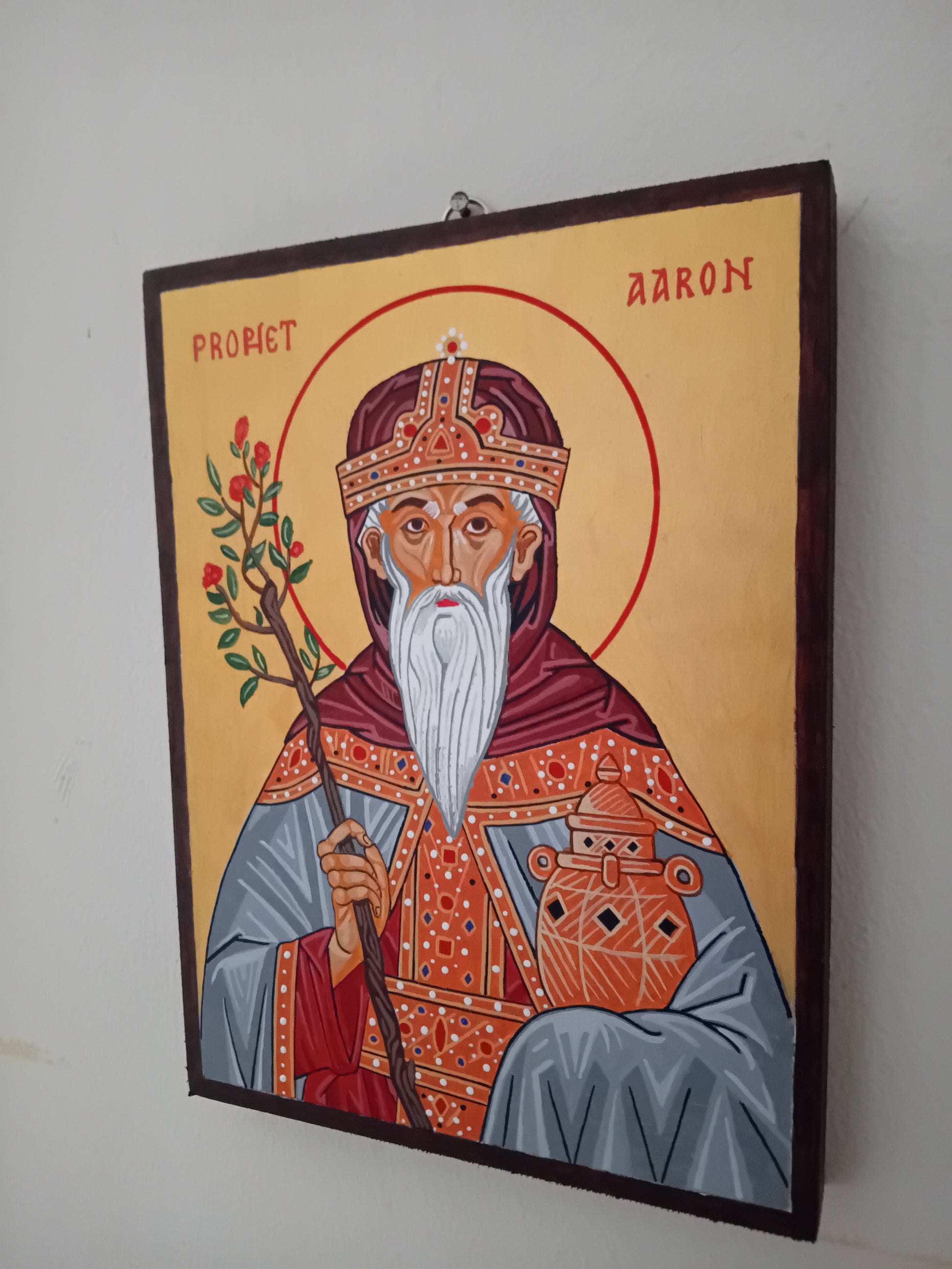 Handpainted orthodox religious icon Saint Aaron the Righteous - HandmadeIconsGreece