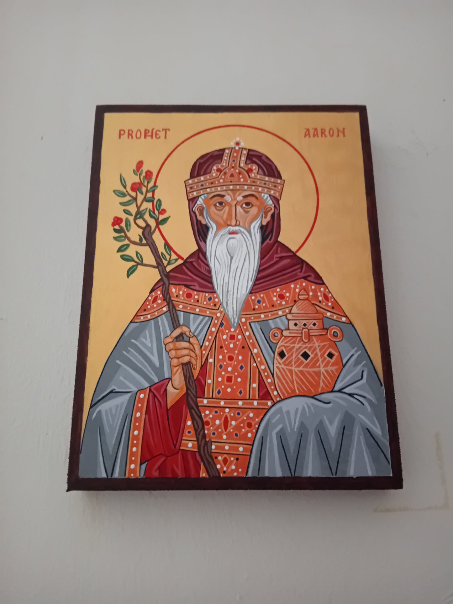 Handpainted orthodox religious icon Saint Aaron the Righteous - HandmadeIconsGreece