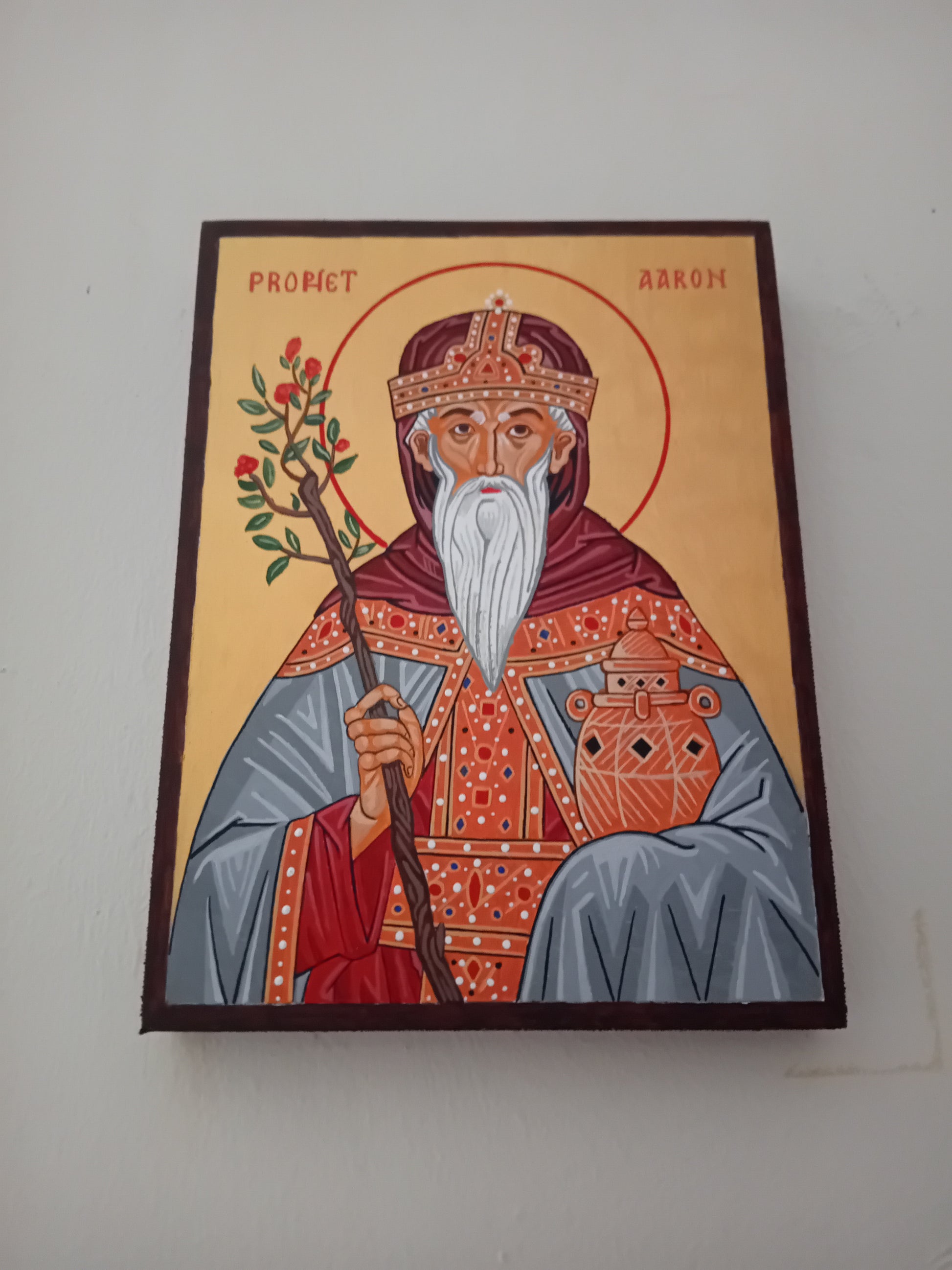 Handpainted orthodox religious icon Saint Aaron the Righteous - HandmadeIconsGreece