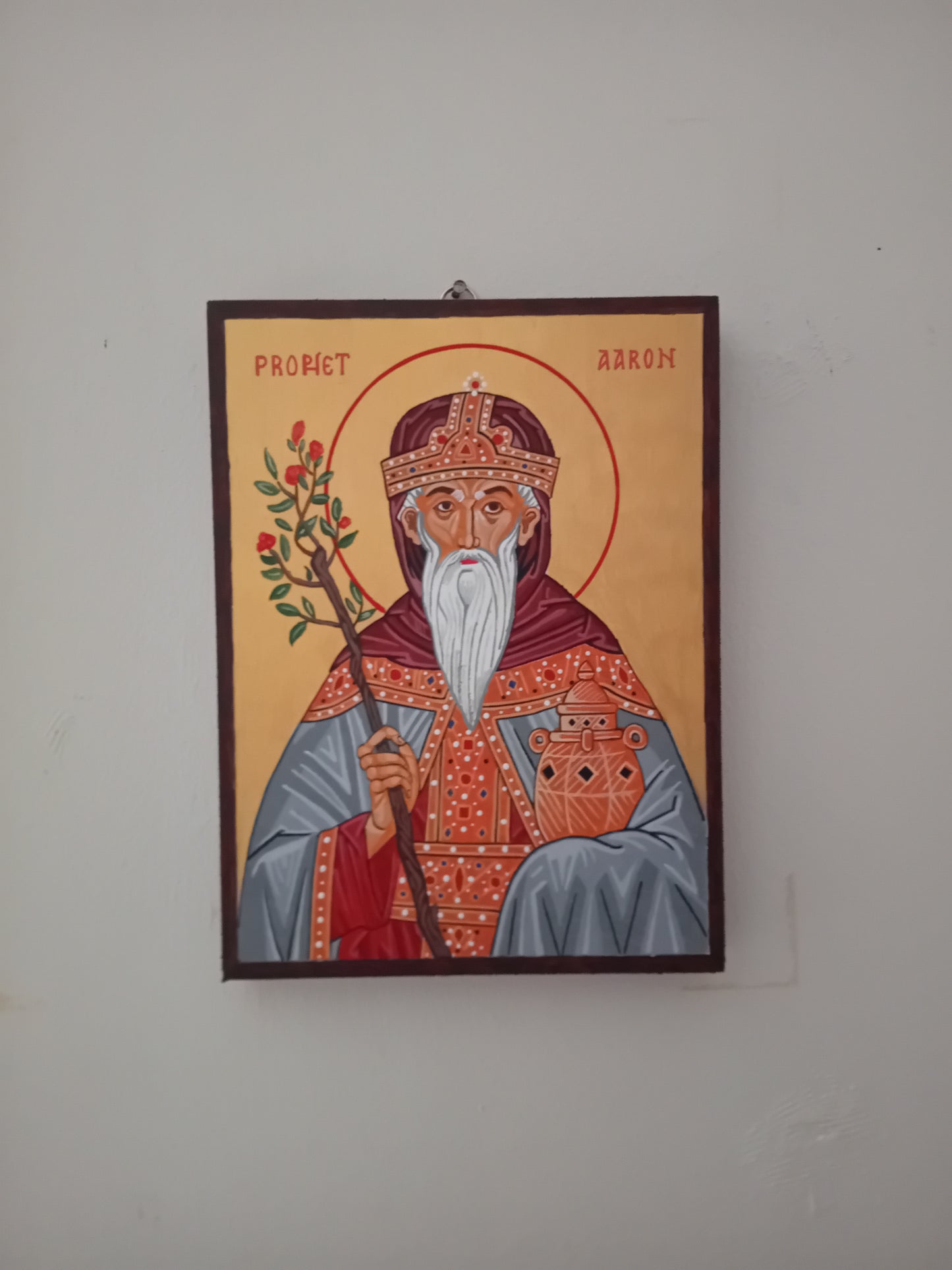 Handpainted orthodox religious icon Saint Aaron the Righteous - HandmadeIconsGreece