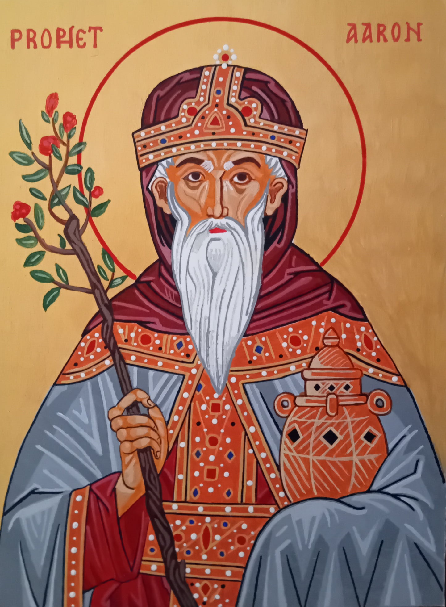 Handpainted orthodox religious icon Saint Aaron the Righteous - HandmadeIconsGreece