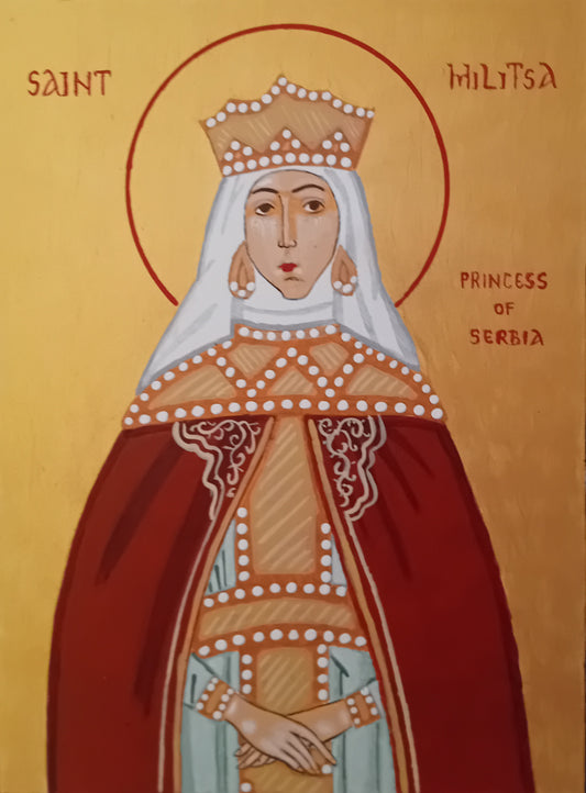Handpainted orthodox religious icon Saint Militsa Princess of Serbia - Handmadeiconsgreece
