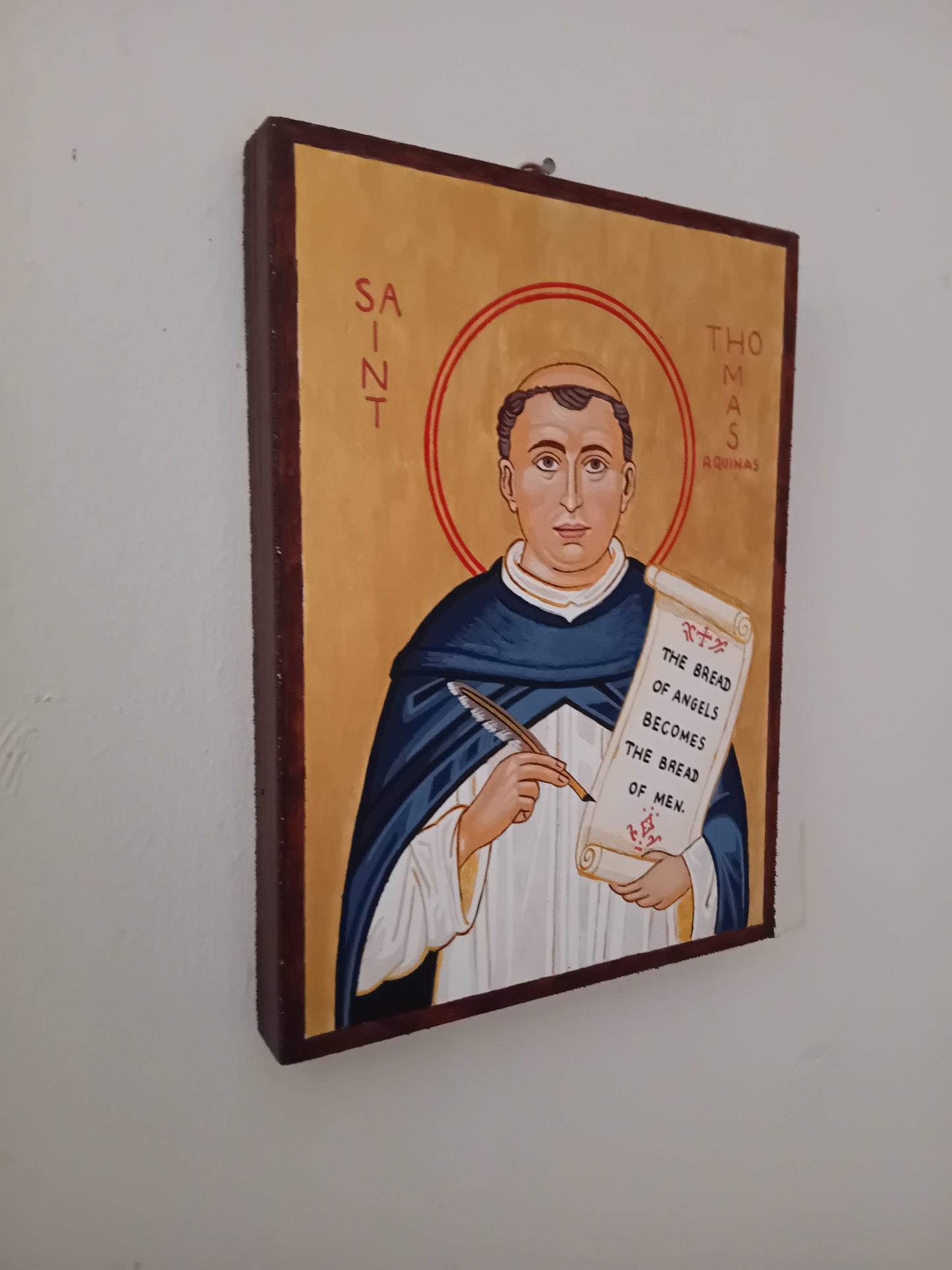 Handpainted catholic religious icon Saint Thomas Aquinas - HandmadeIconsGreece