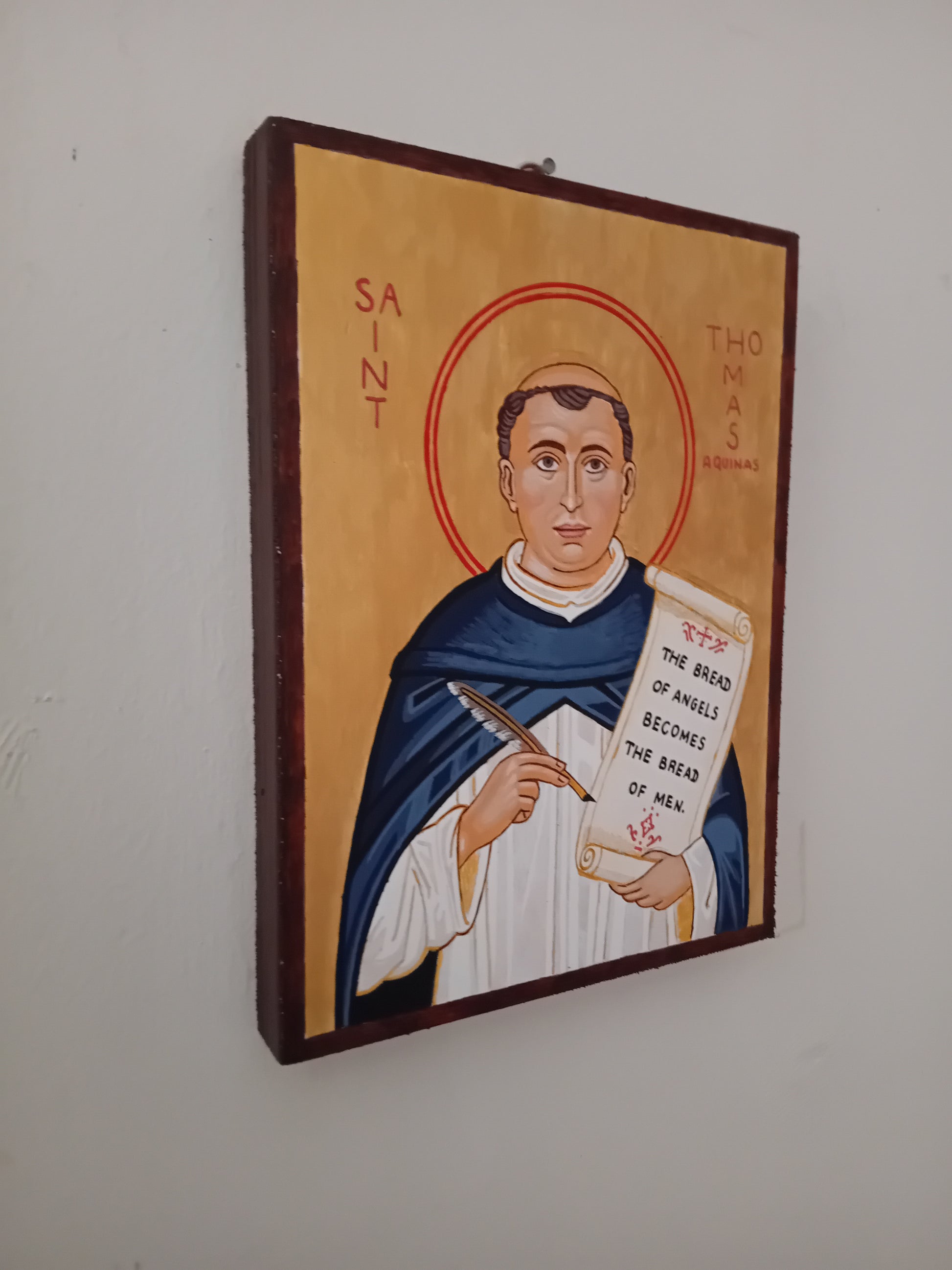 Handpainted catholic religious icon Saint Thomas Aquinas - HandmadeIconsGreece