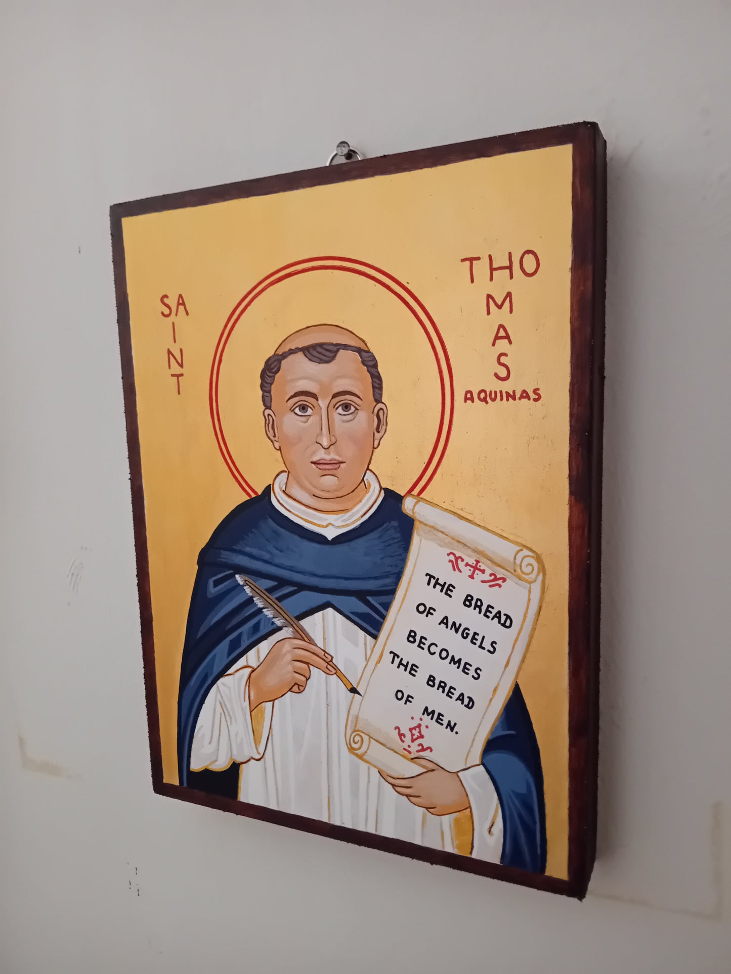 Handpainted catholic religious icon Saint Thomas Aquinas - HandmadeIconsGreece
