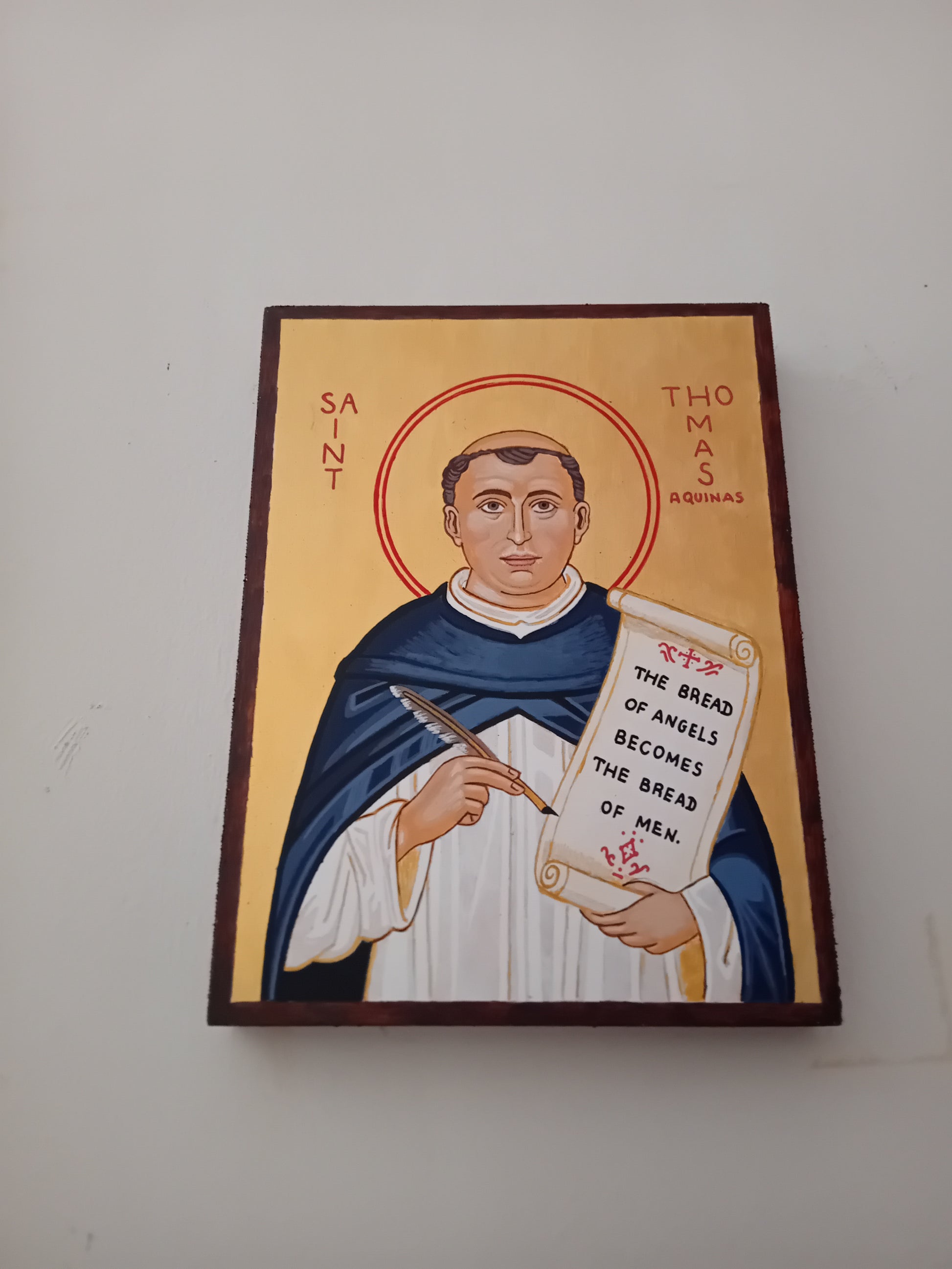 Handpainted catholic religious icon Saint Thomas Aquinas - HandmadeIconsGreece