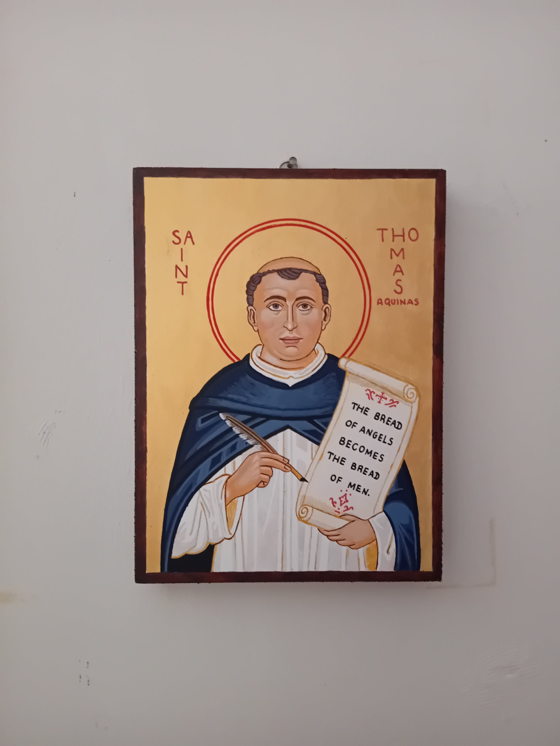 Handpainted catholic religious icon Saint Thomas Aquinas - HandmadeIconsGreece