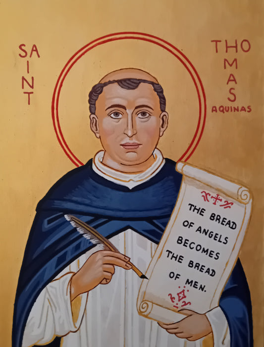 Handpainted catholic religious icon Saint Thomas Aquinas - HandmadeIconsGreece