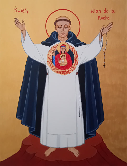 Handpainted catholic religious icon of Saint Alan de la Roche - Handmadeiconsgreece 