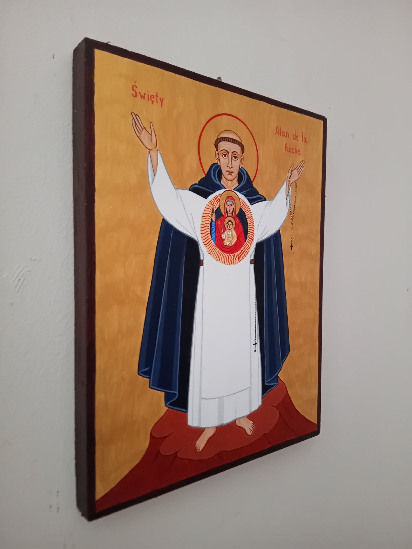 Handpainted catholic religious icon of Saint Alan de la Roche - Handmadeiconsgreece 