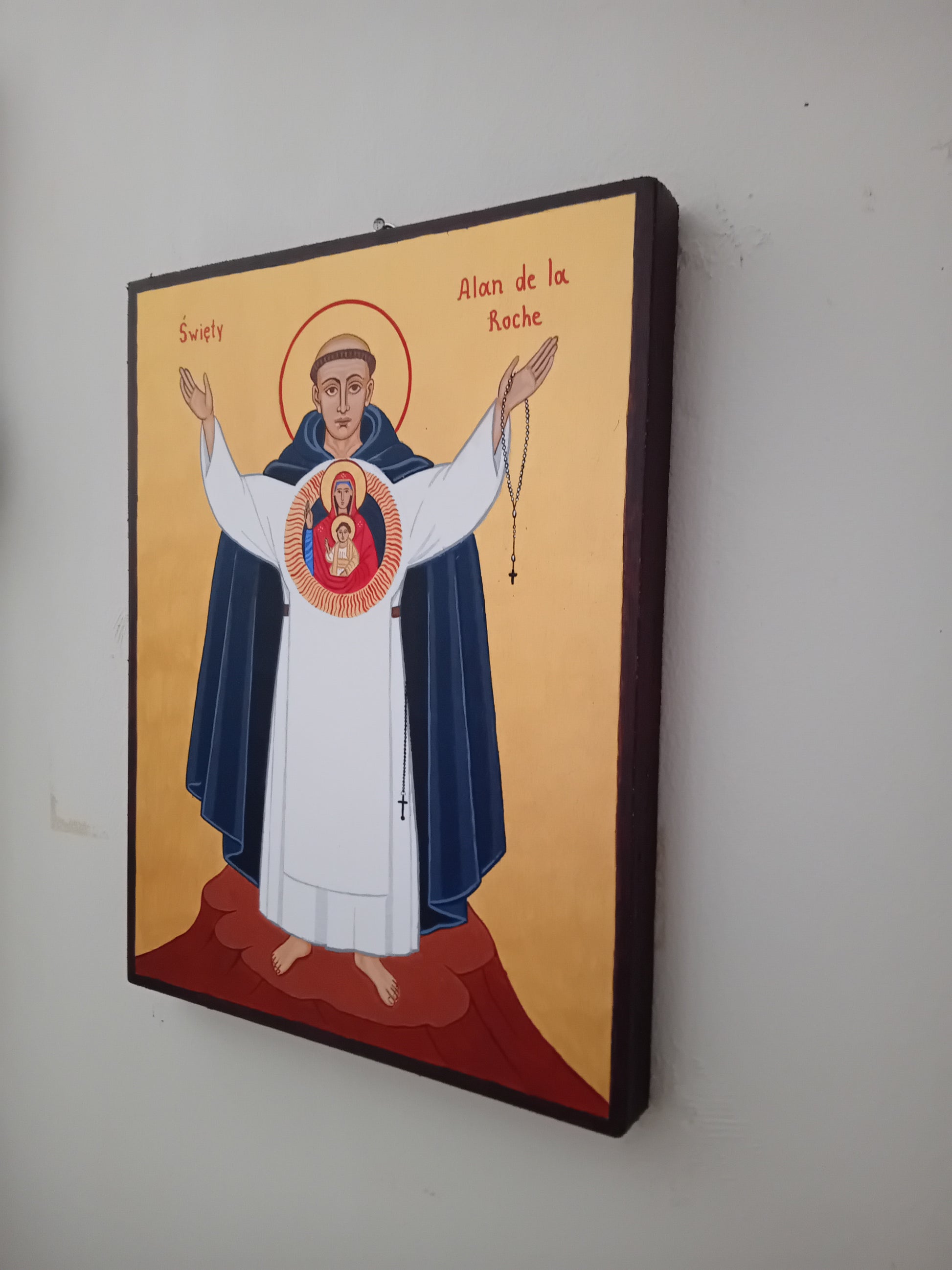 Handpainted catholic religious icon of Saint Alan de la Roche - Handmadeiconsgreece 