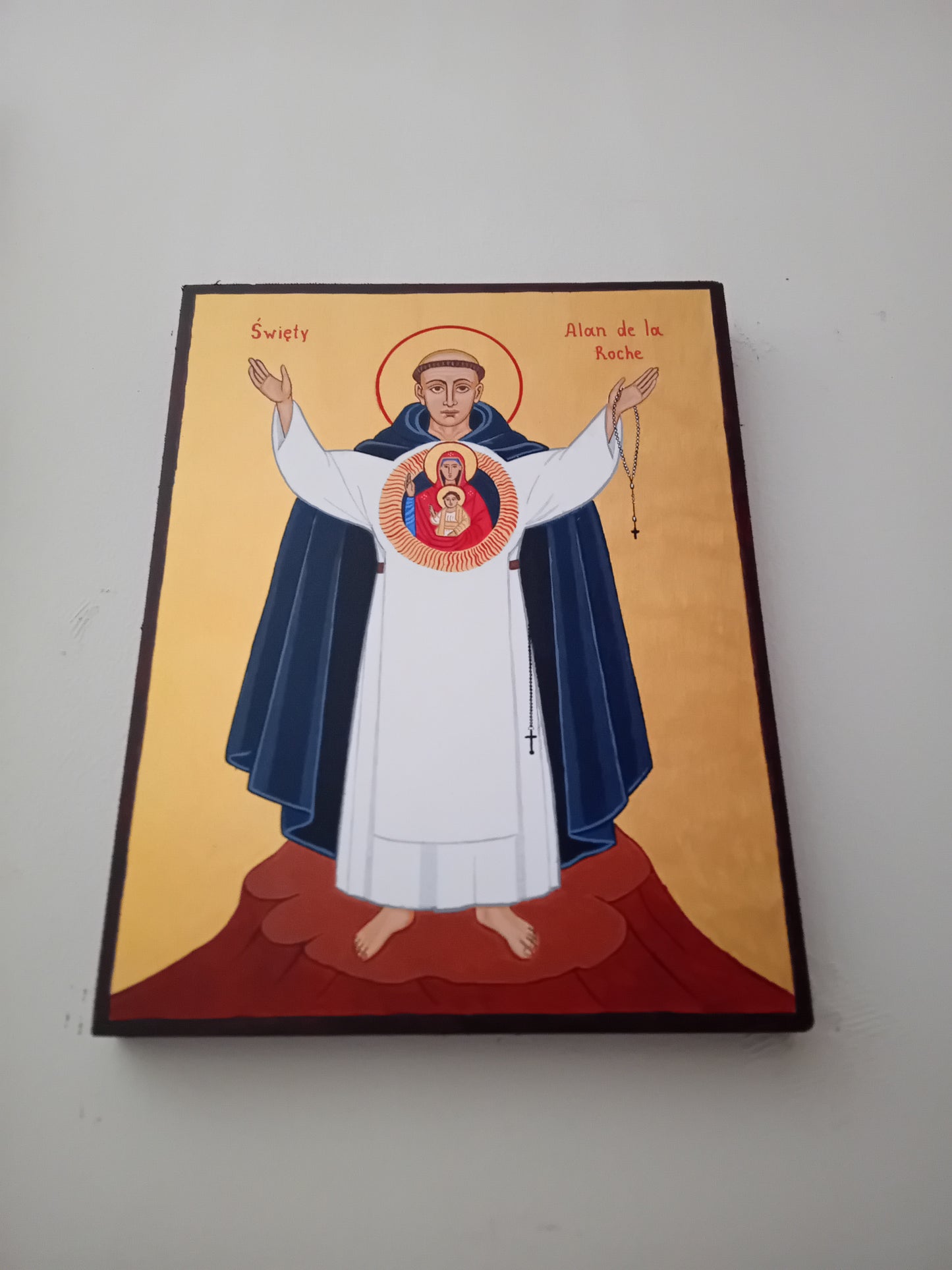 Handpainted catholic religious icon of Saint Alan de la Roche - Handmadeiconsgreece 